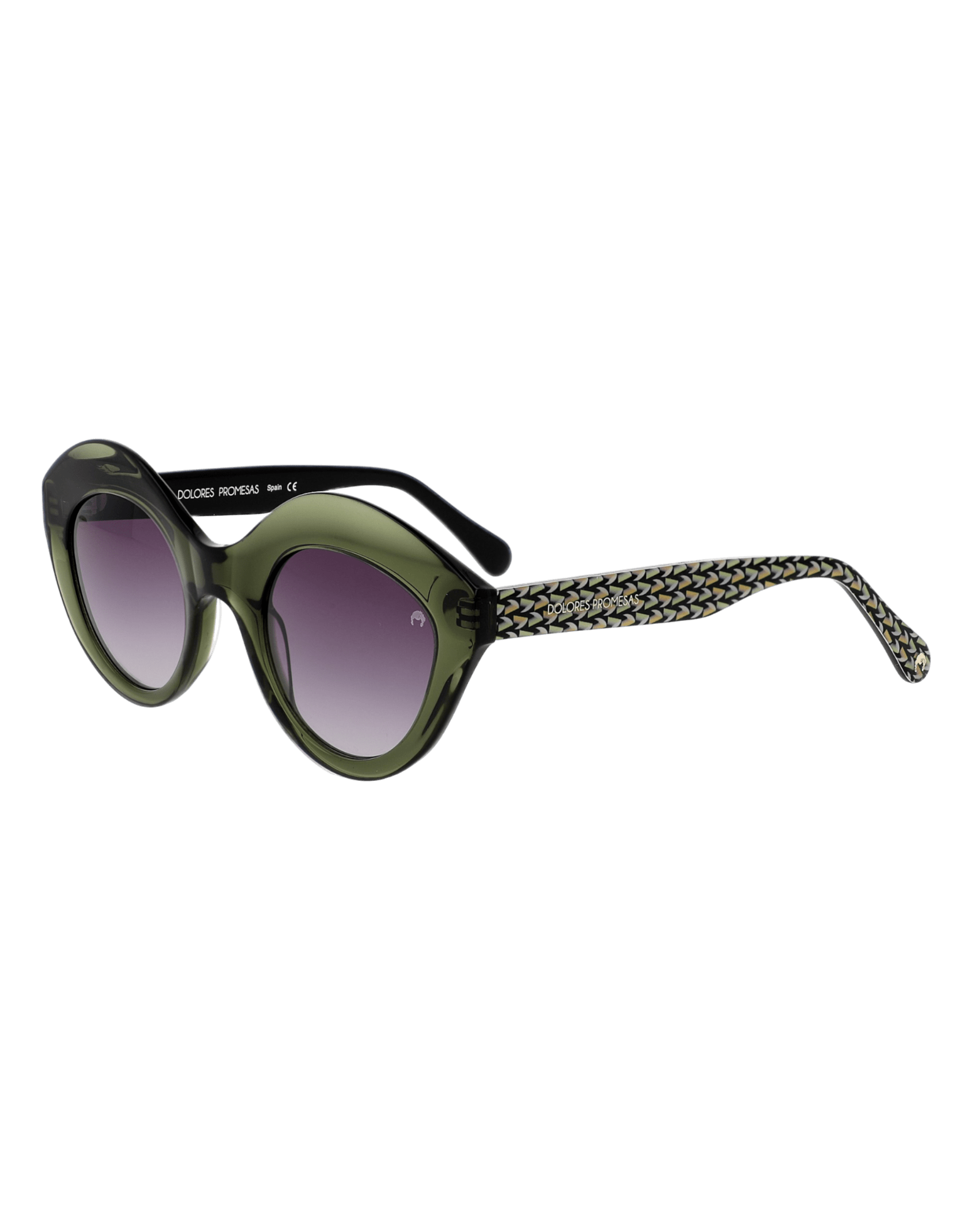 Women’s Green / Black Green Cat-Eye Glasses With Leaf Pattern One Size Dolores Promesas