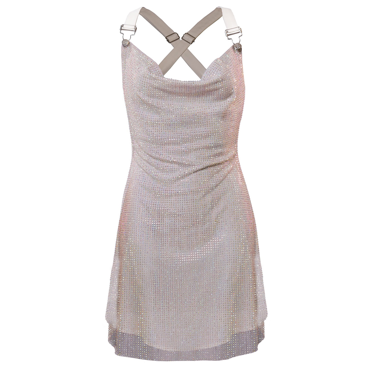 Women’s Silver Dolly Diamante Cowl Neck Mini Dress Small Elsie & Fred