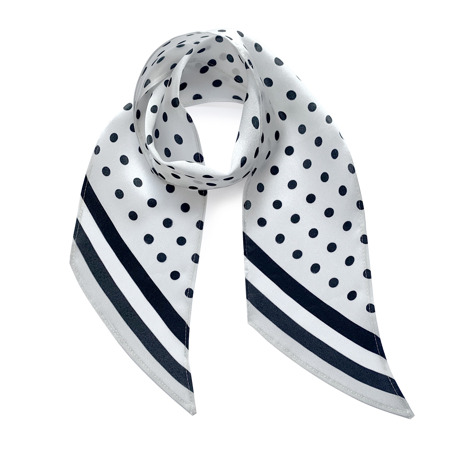 【YEGG】 Dot scarf top 3色 Chiffon Polka Dot Scarf -Black at Amazon Women's Clothing