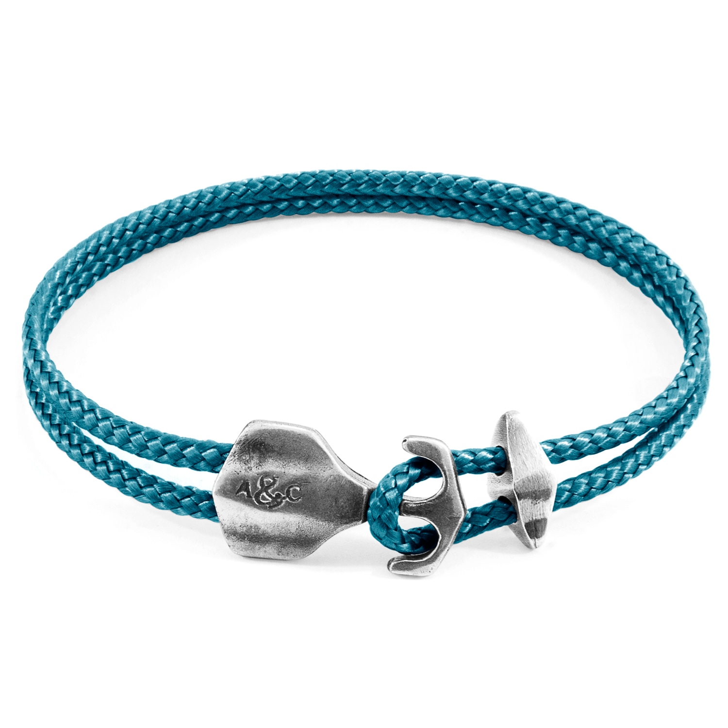 Men’s Ocean Blue Delta Anchor Silver & Rope Bracelet Anchor & Crew