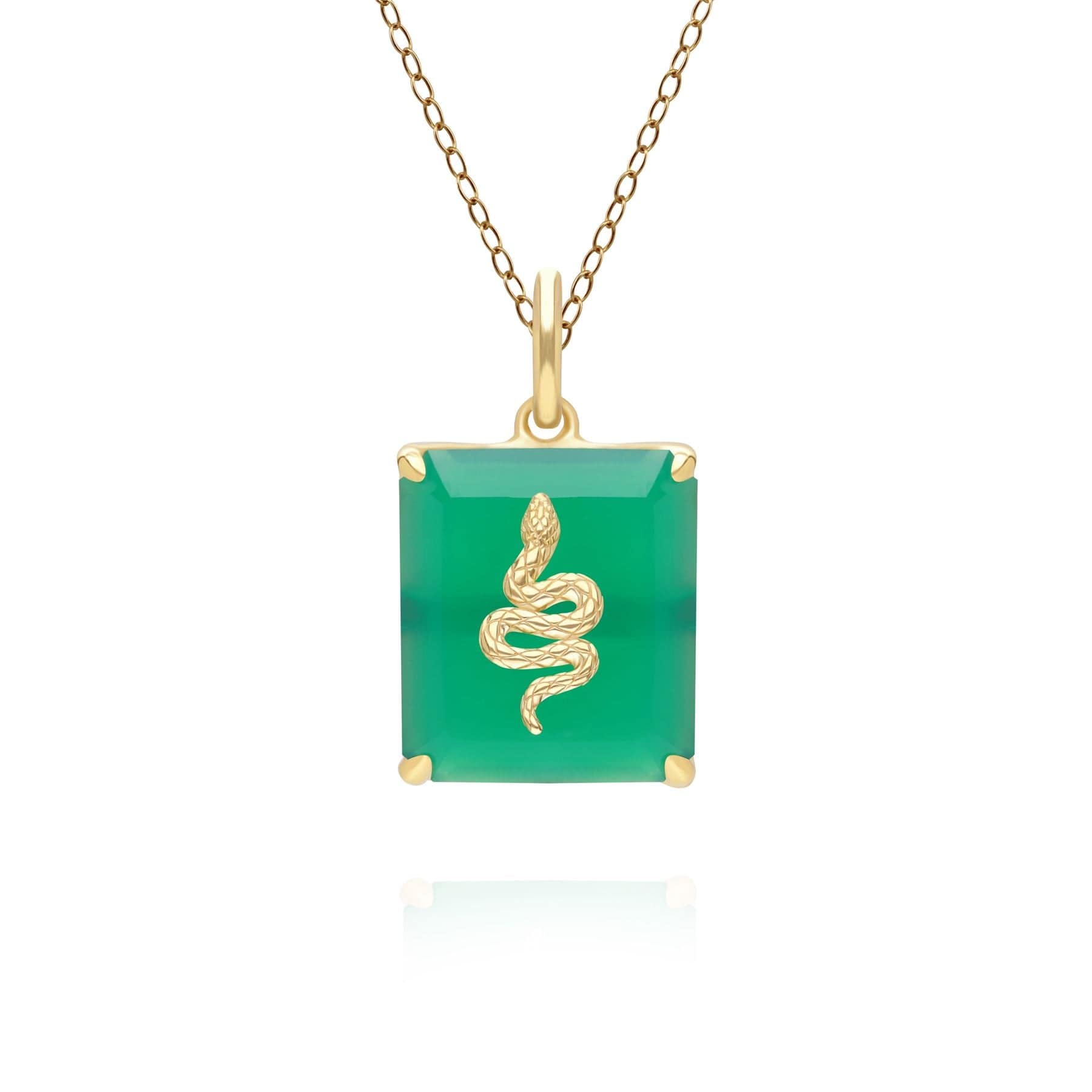 Women’s Gold / Green Green Chalcedony Snake Pendant In Gold Plated Sterling Silver Gemondo