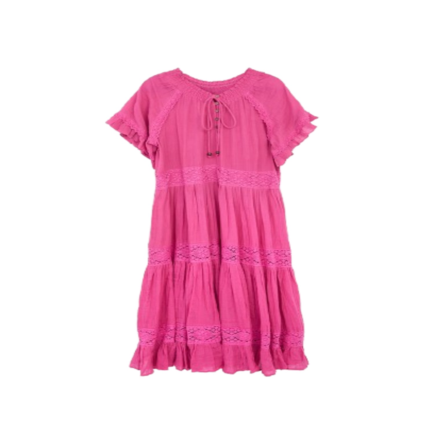 Saachi Women's Red Cotton Long Magenta Kaftan Dress In Pink