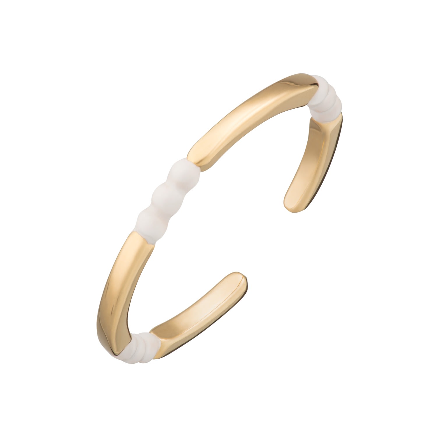 Lily Charmed Women's Gold / White Gold Plated Enamel Dot Stacking Ring - White In Multi