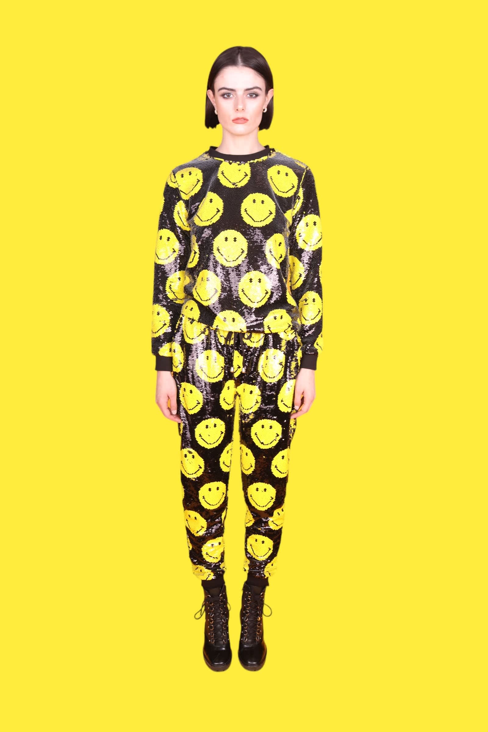 Yellow Smiley Reversible Sequin Sweatshirt | Any Old Iron