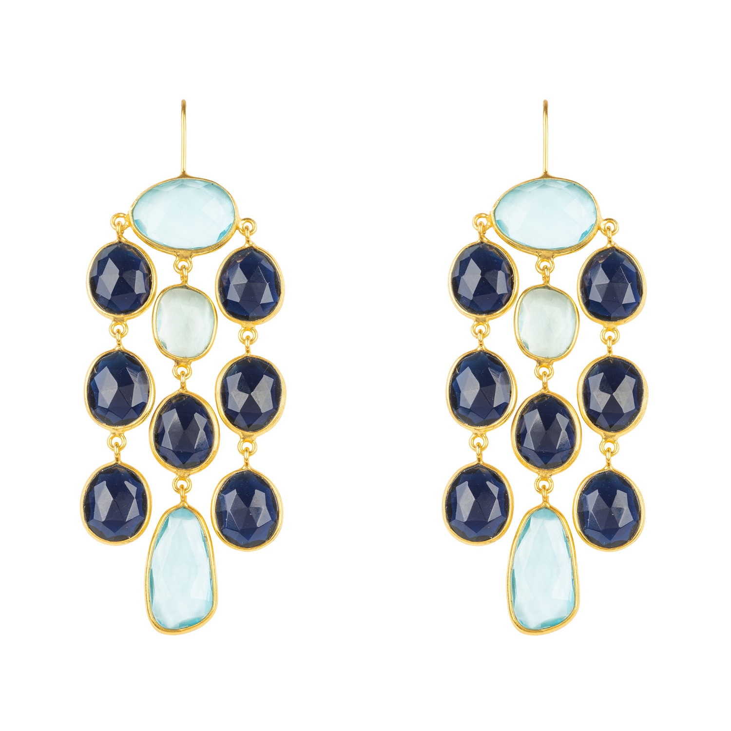 Women’s Blue / Gold Splash Gemstone Earring Gold Sapphire Hydro Latelita