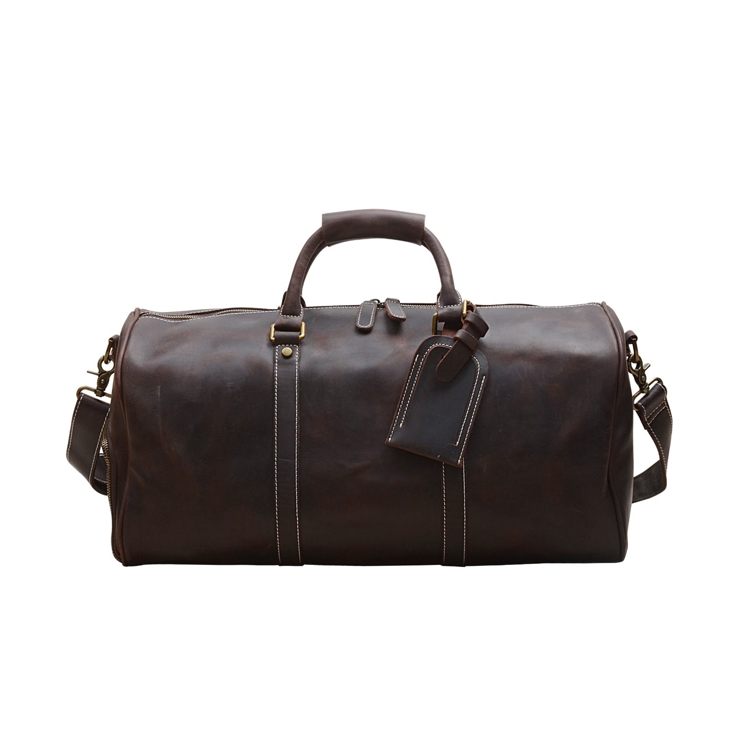 Touri Men's Leather Weekend Bag With Shoe Storage In Dark Brown In Brown