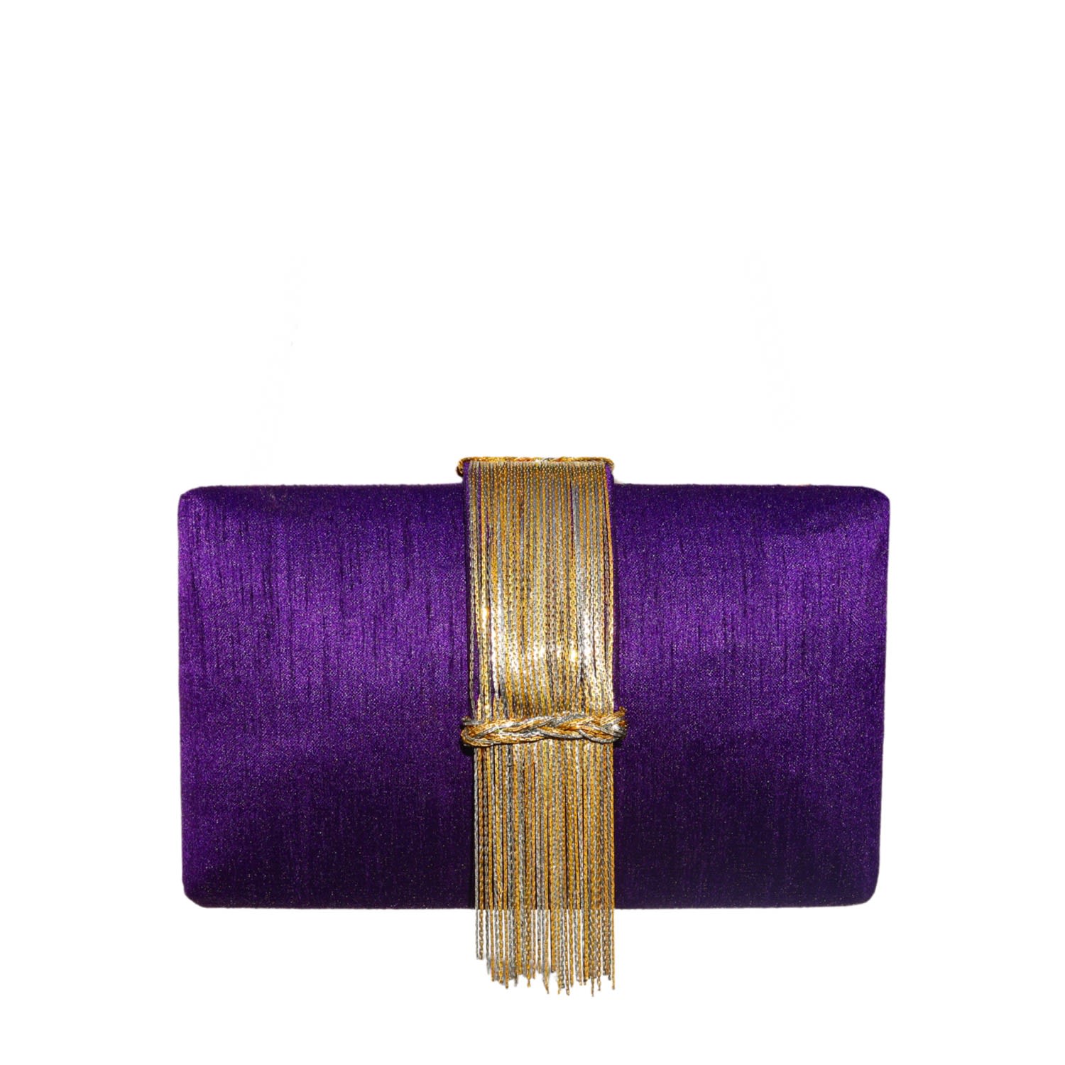 Women’s Gold / Pink / Purple Plum Fringe Clutch Simitri