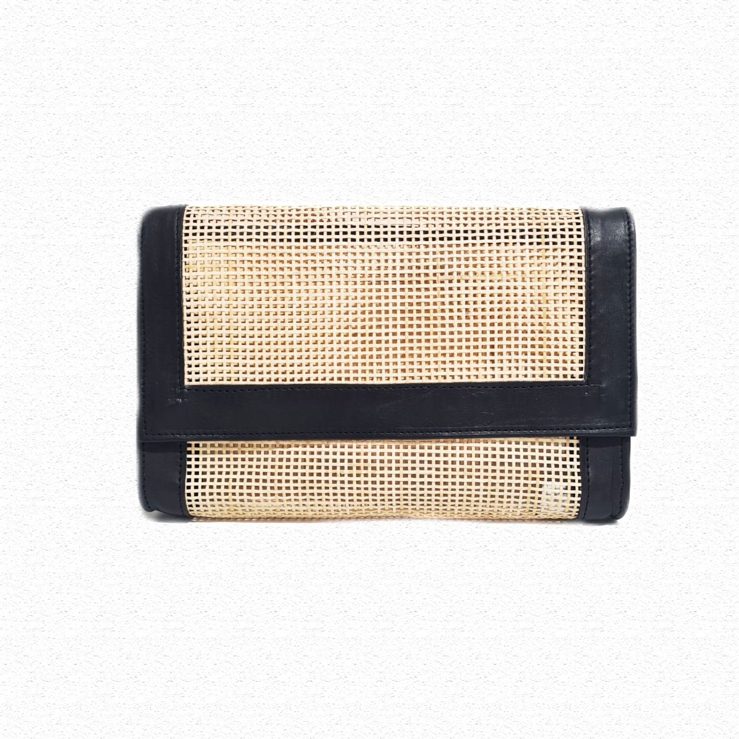 Ohsun Women's Blake Mesh Rattan & Leather Clutch - Black In Black