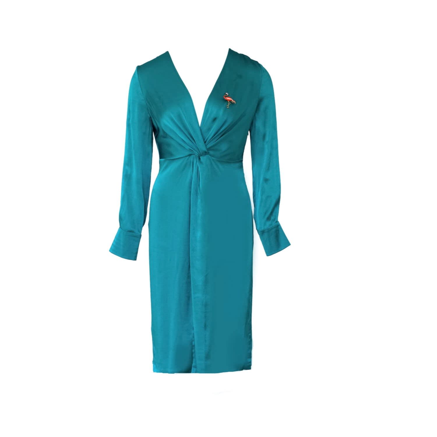 turquoise satin dress