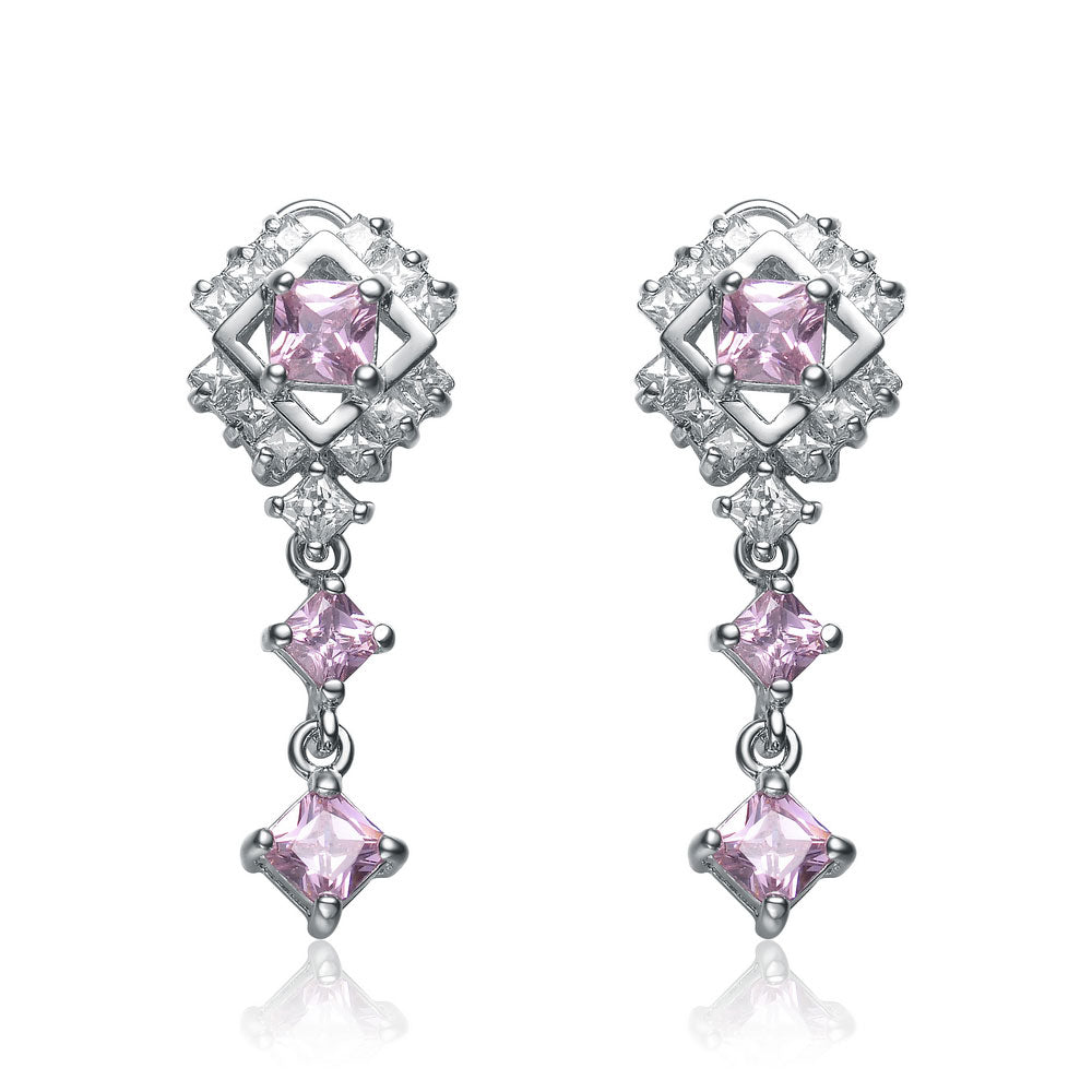 Women’s Pink / Purple / White Palais Pink Argyle Drop Earrings Genevive Jewelry