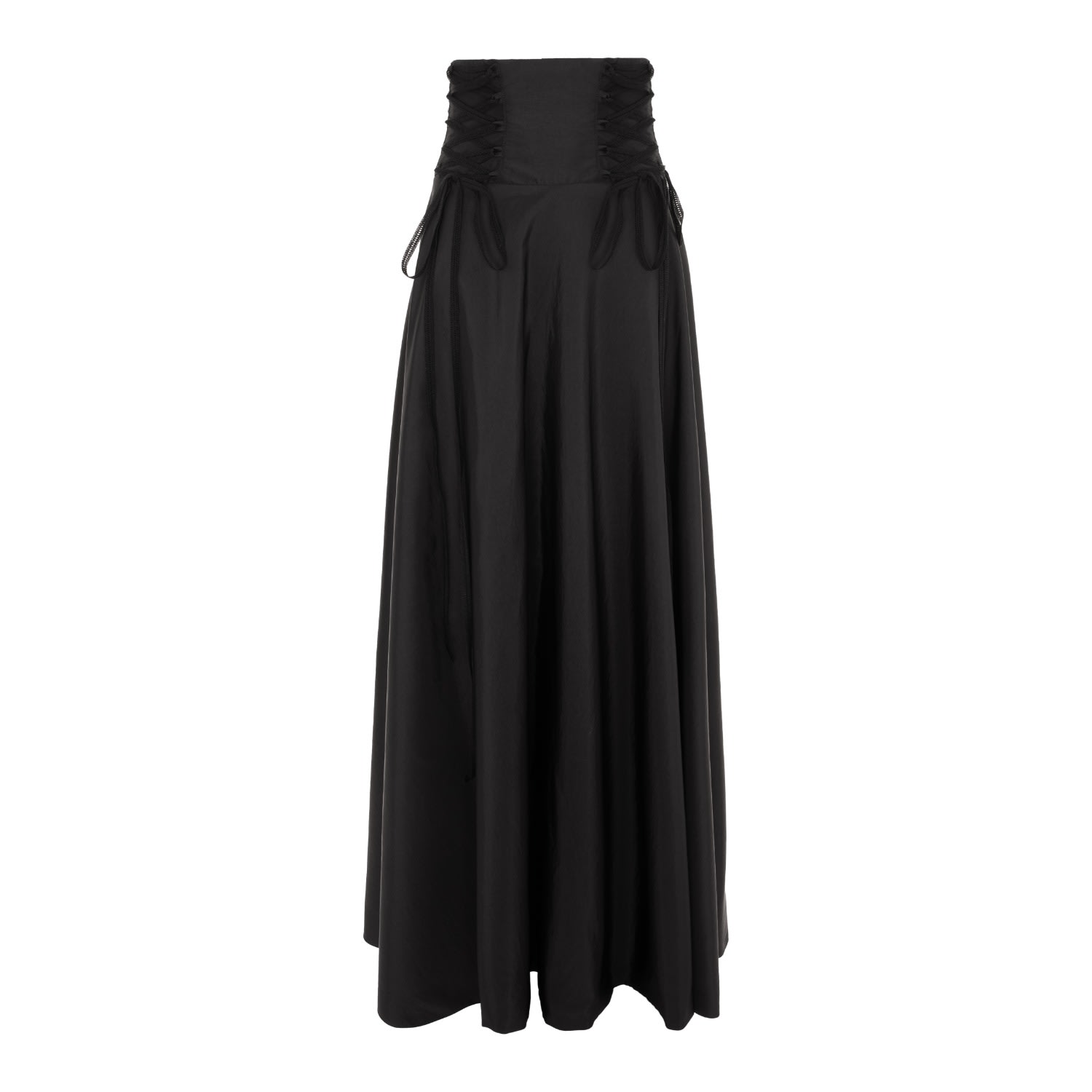 Izabela Mandoiu Women's Long Black Skirt With High Waist And Side Drawstrings In Black
