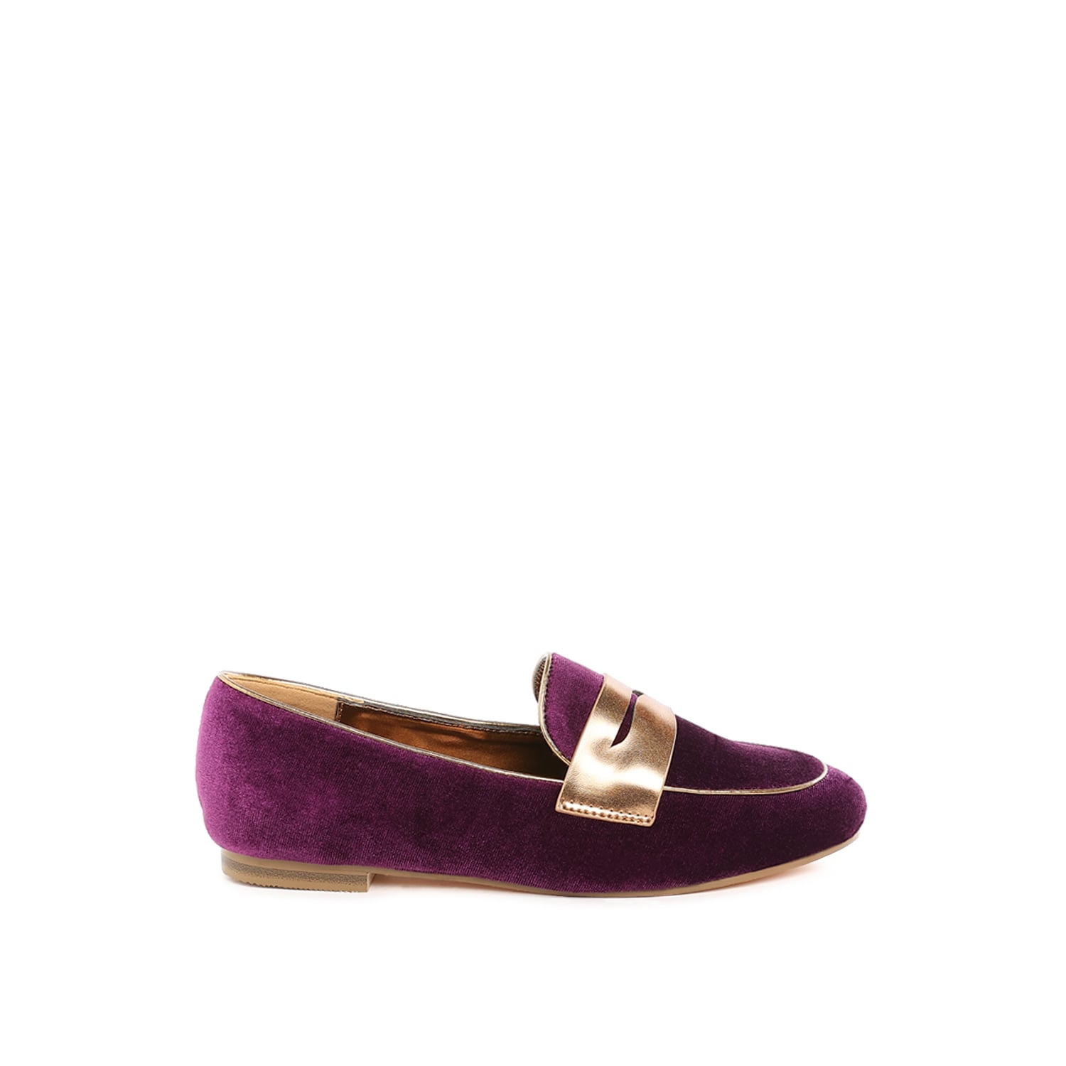Women's Malta Penny Strap Velvet Loafers In Purple By Rag & Co | 7 Uk | Rag & Co.