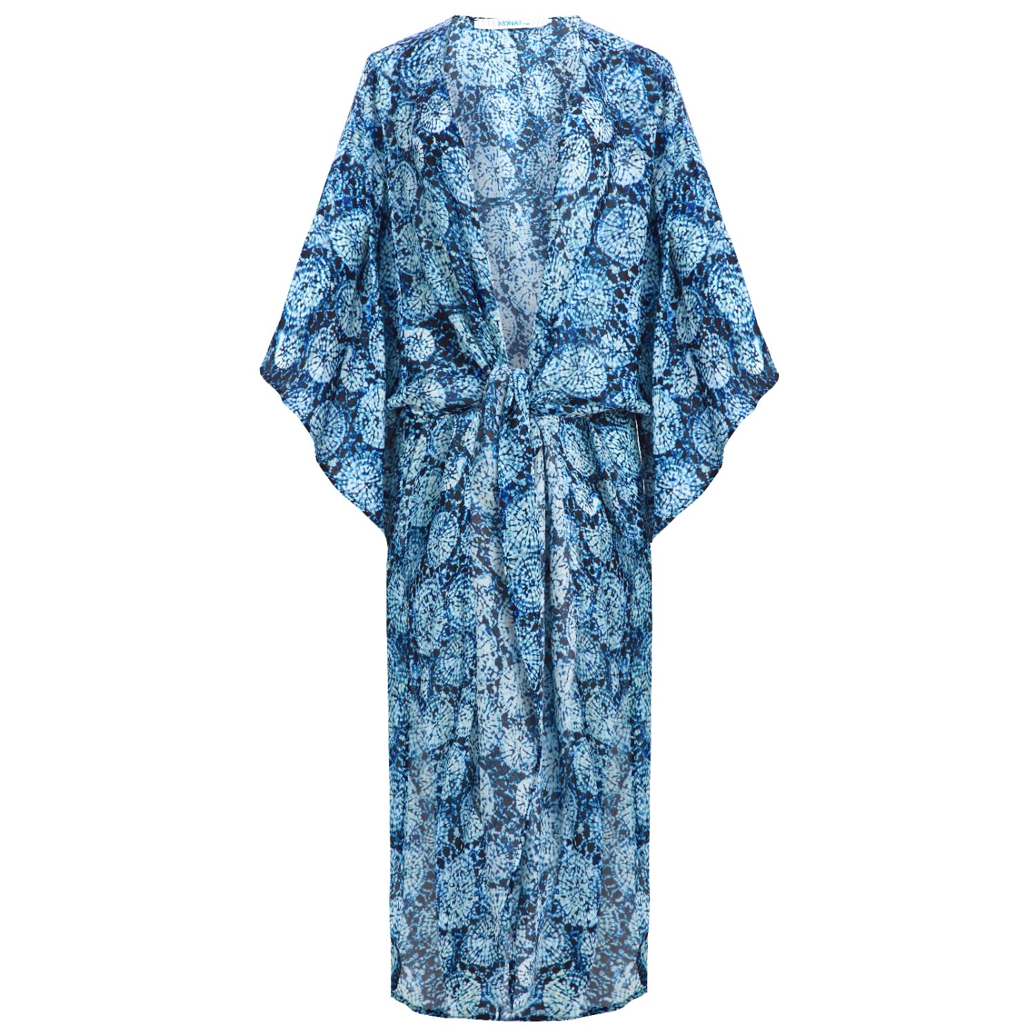 N'onat Women's Blue / White Dolce Tunic Kaftan With Evil Eye Charm In Blue In Blue/white