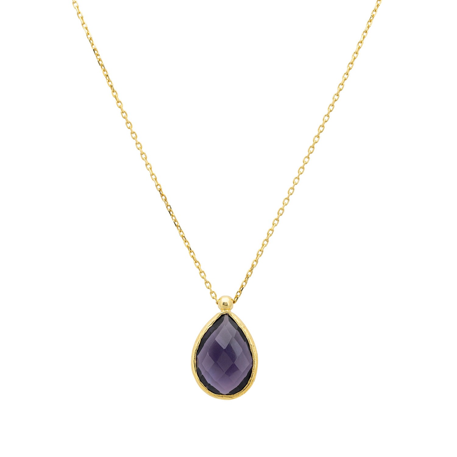 Women’s Gold / Pink / Purple Petite Drop Necklace Gold Amethyst Hydro Latelita
