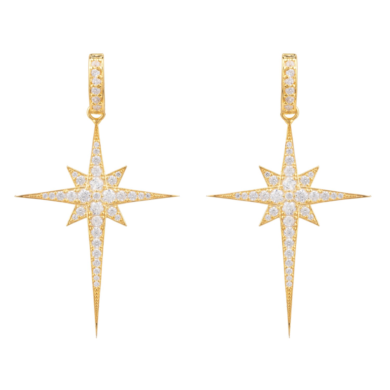 Women’s North Star Burst Large Drop Earrings Gold Latelita