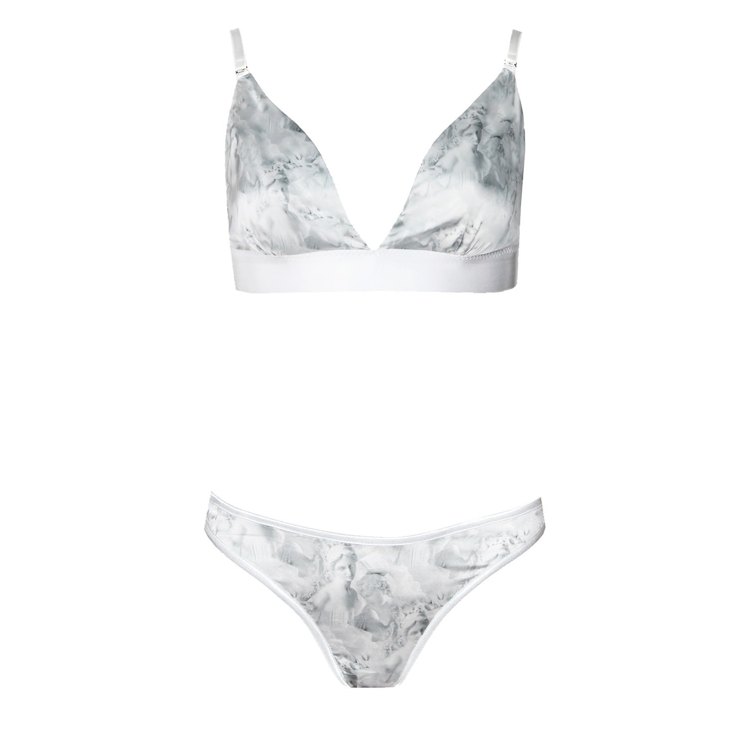 La Musa Women's Grey / White / Silver Marble Lingerie Set In Gray