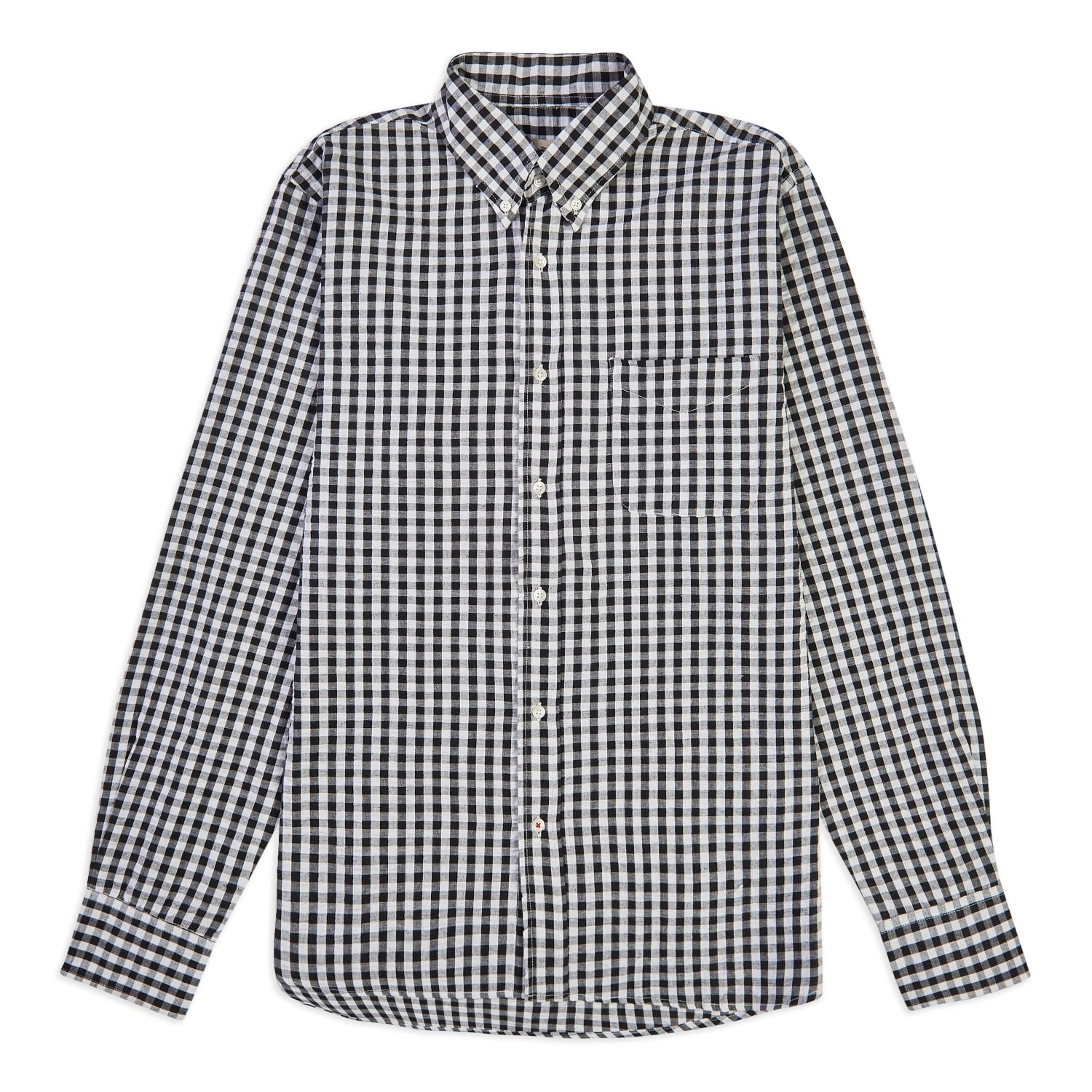 Men’s Gingham Button Down Shirt - Black Small Burrows & Hare