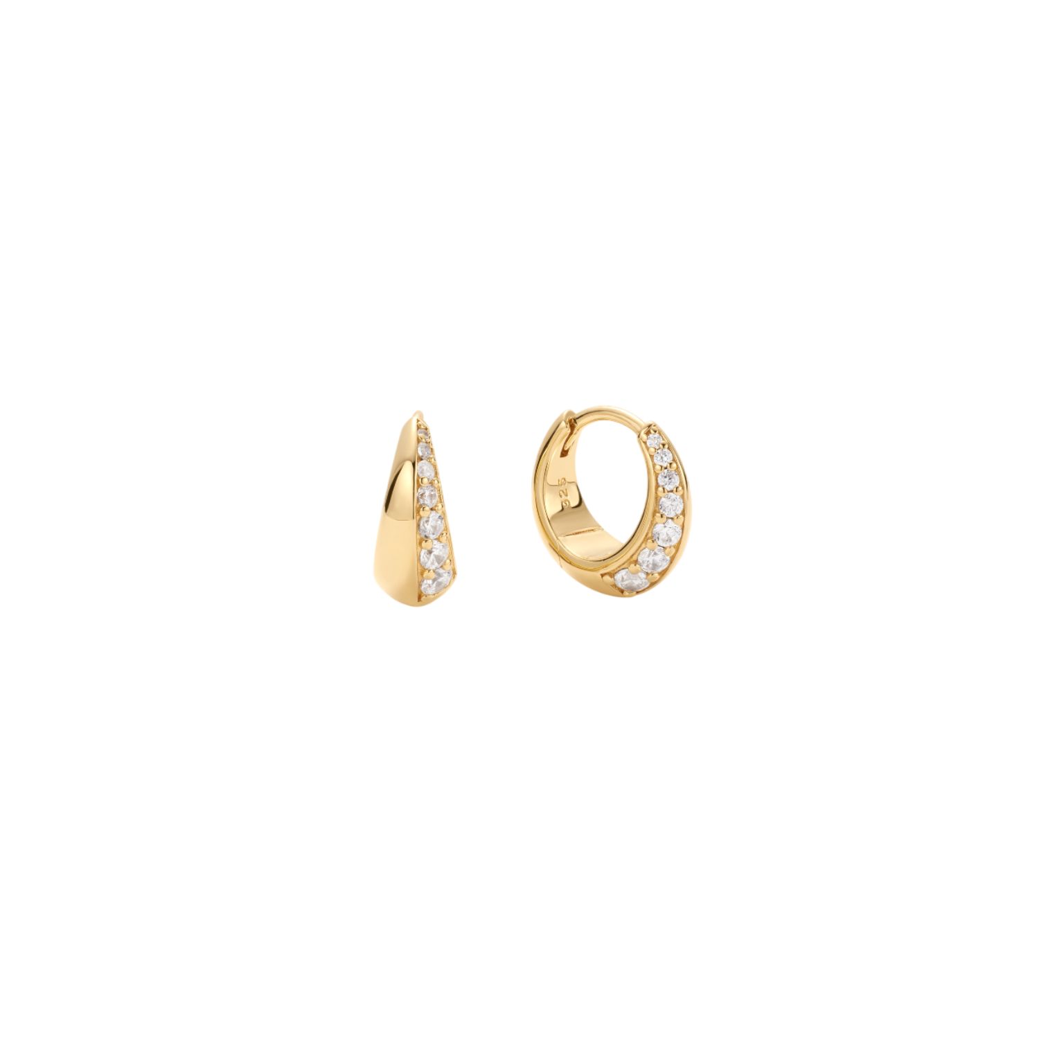 Vanchi Women's Georgie Crystal Knife Edge Huggie Hoop Earrings In Gold In Gold