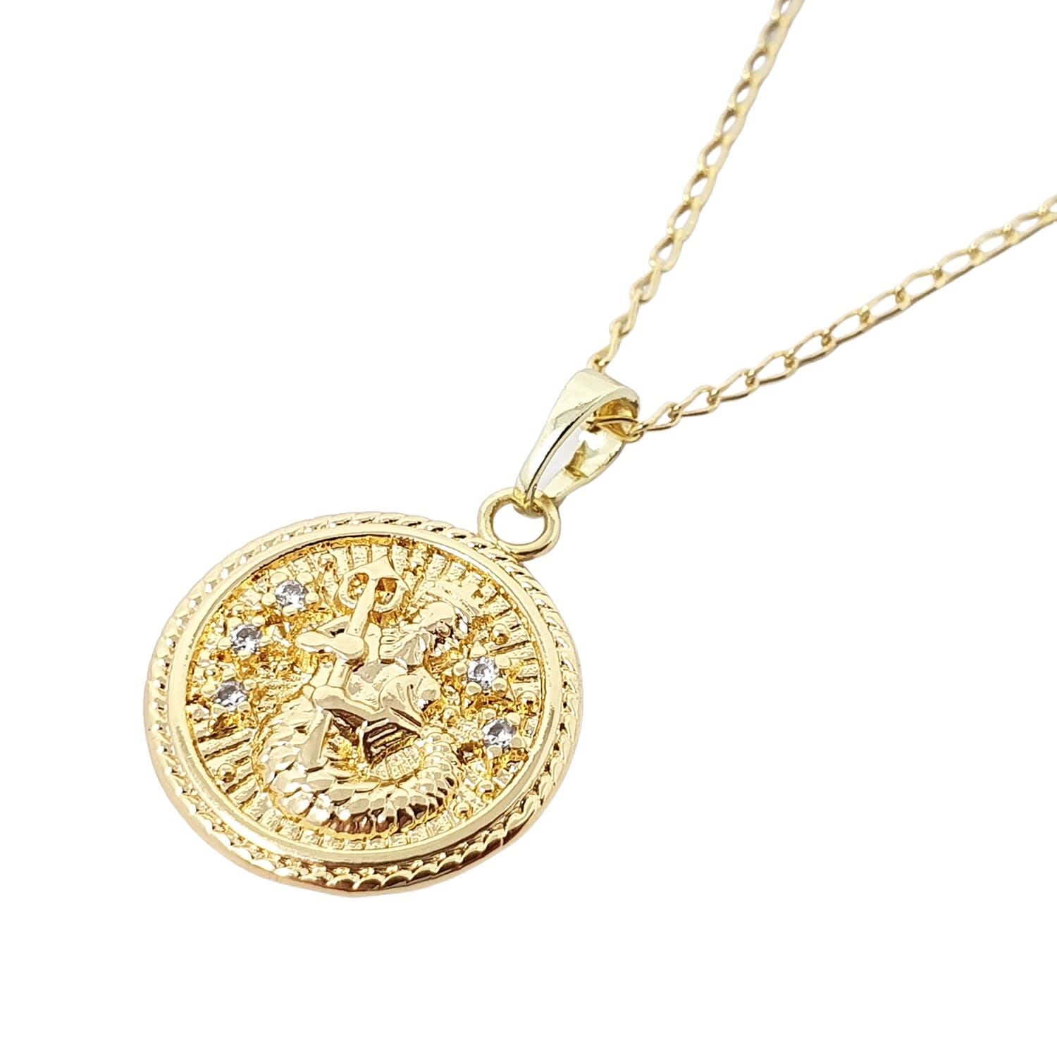 Women's Aquarius Gold Plated Zodiac Astrology Pendant Charm Necklace | Harfi