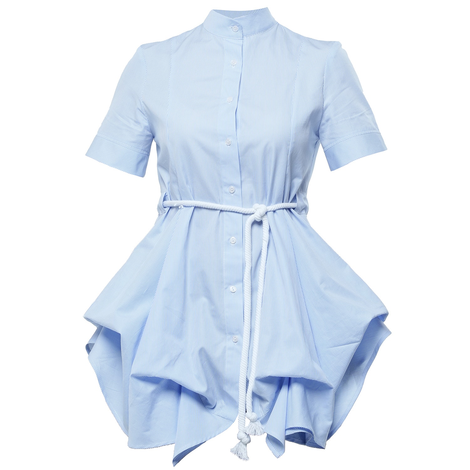 Metamorphoza Women's Belted Tunic Shirt With Drapings In Blue In Blue