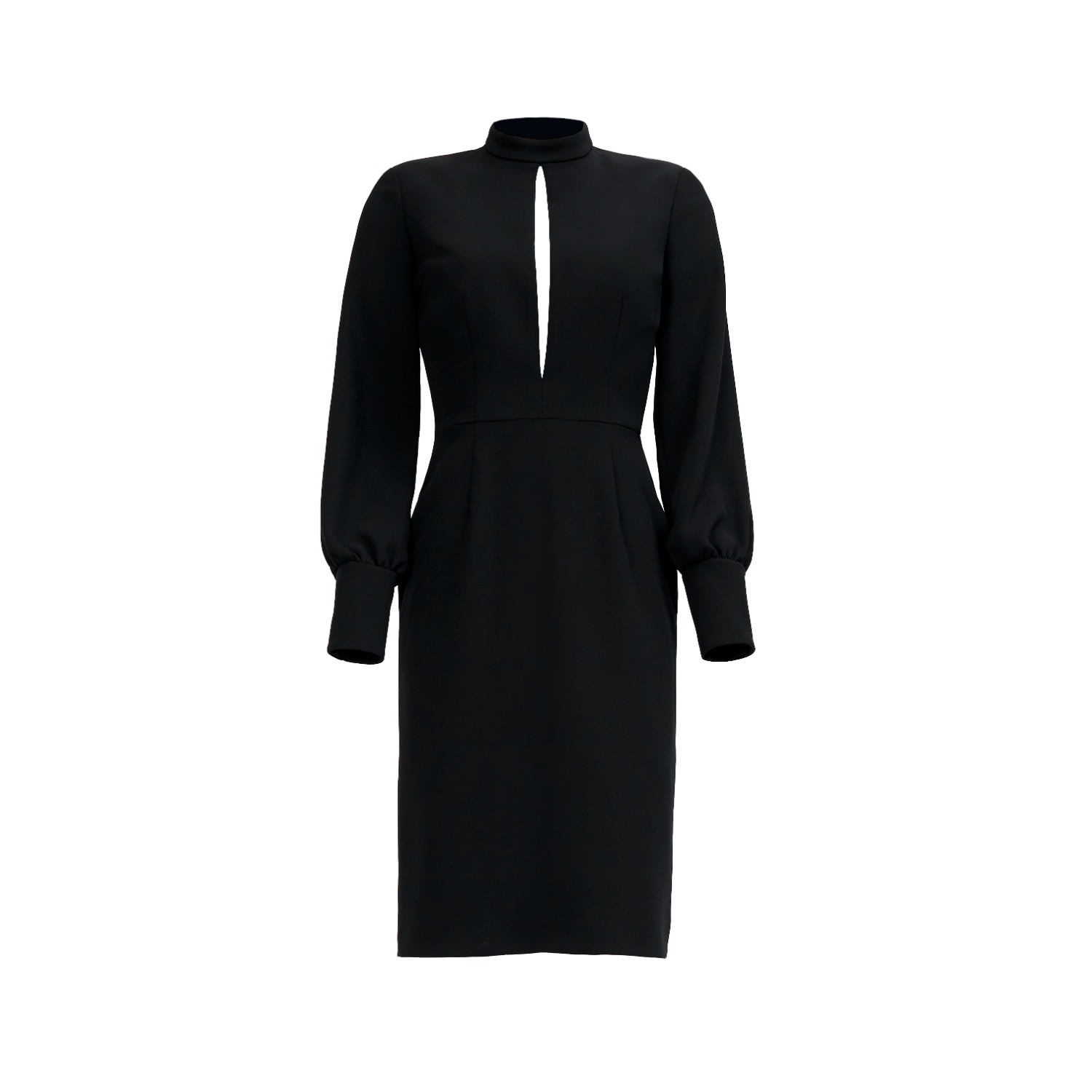 Women's White Mira Black Long Sleeve Cut Out Crepe Midi Dress | Large | Nomi Fame