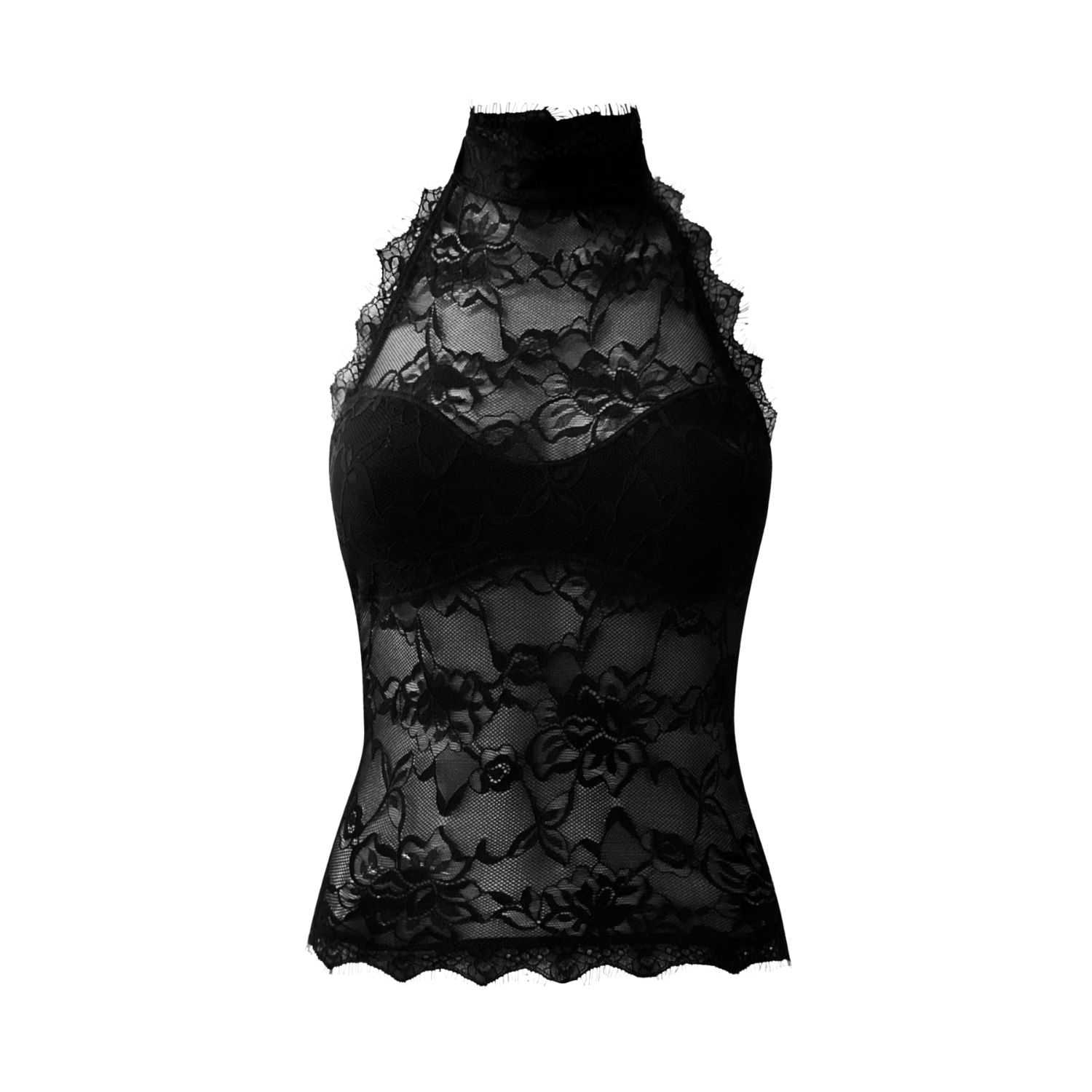 Selah Black Lace Halter Top | OW Collection | Wolf & Badger