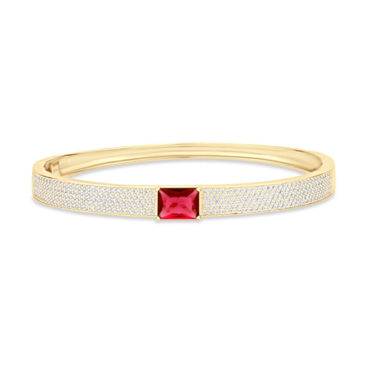 Women’s Gold / Red Pave Bangle With Stone - Gold & Red Shymi