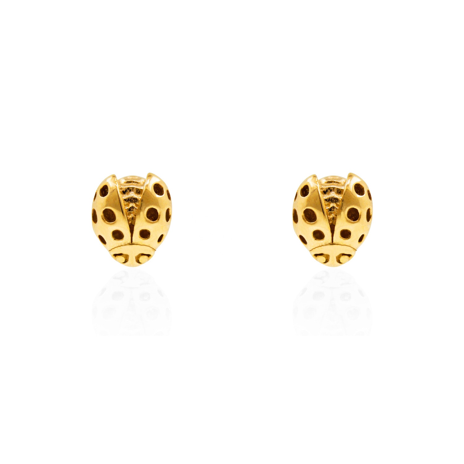 Ladybird Earrings - Gold - Wings Open Lee Renee