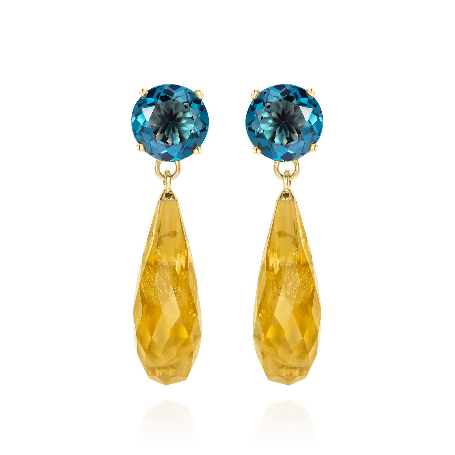 Women’s Yellow / Orange / Blue Teal Topaz & Citrine Gold Drop Earrings Augustine Jewels