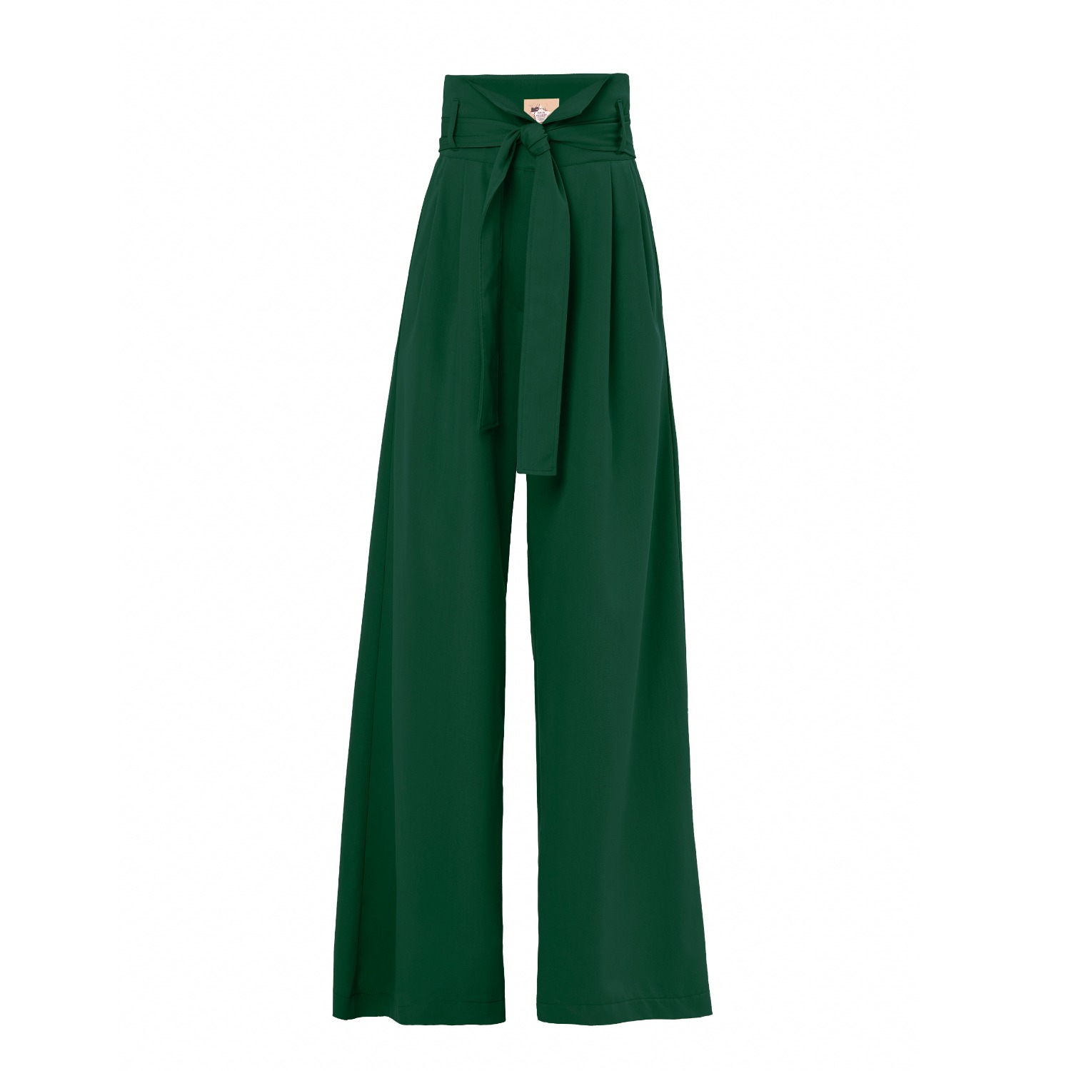 Dark Green High Waist Long Wide Leg Trousers by Julia Allert