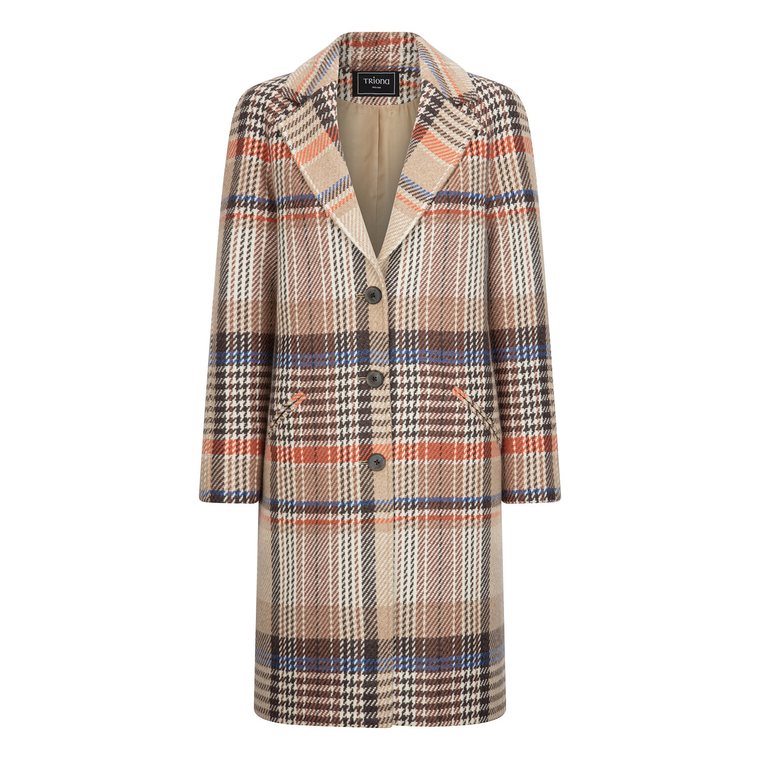 Triona Women's Neutrals / Gold Camel Check Saoirse Cashmere Blend Coat In Gold