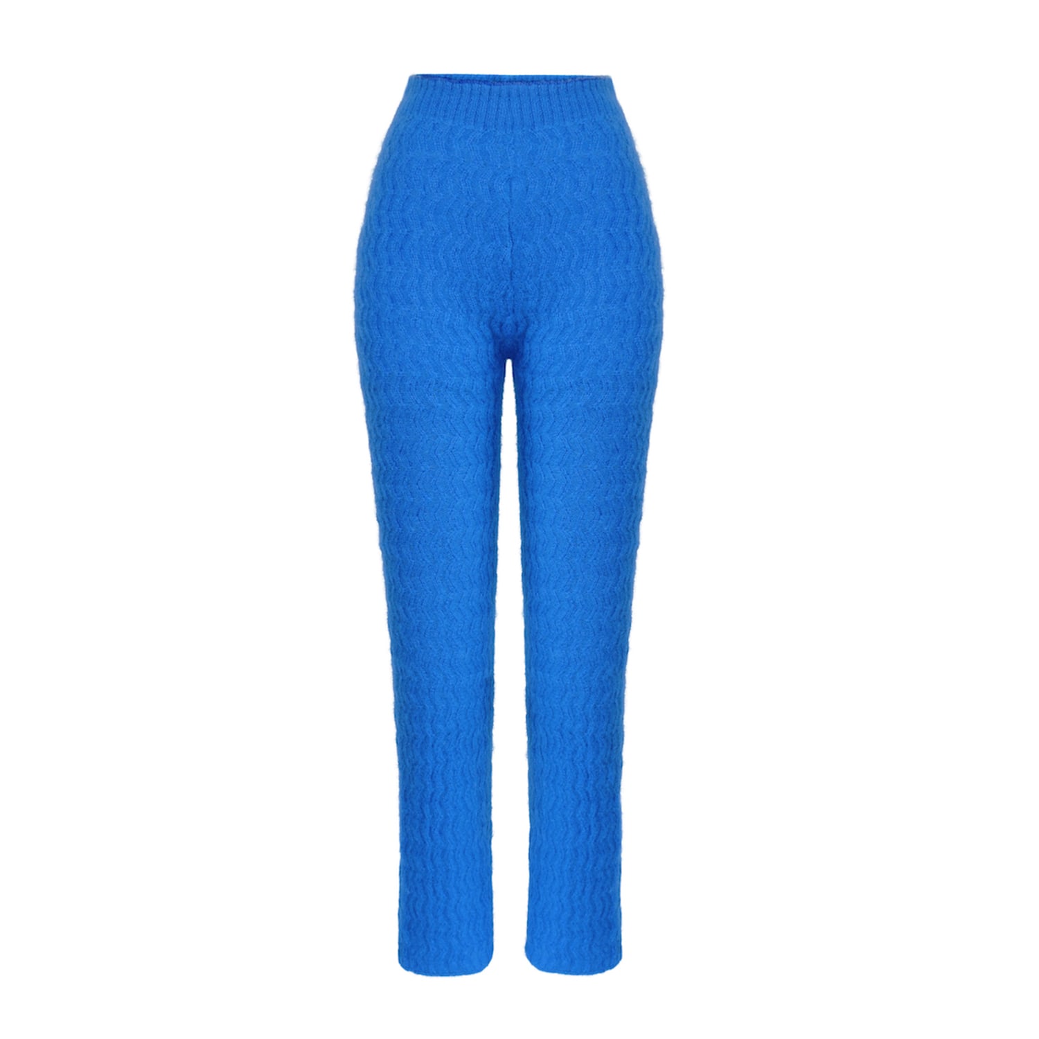 Ccy Currency Women's Mohair Zigzag Knitted Pants - Electric Blue In Blue