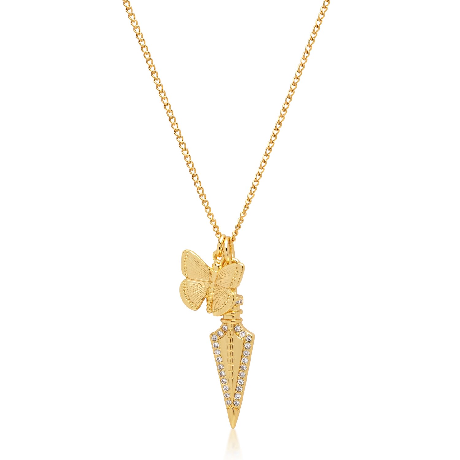 Nialaya Gold Women's Necklace With Dagger & Butterfly