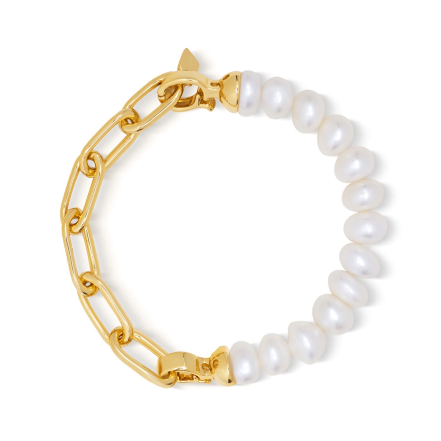 White / Gold Women’s Duo Bracelet With Pearls Nialaya