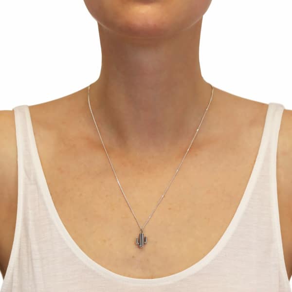 GUCCI WOMEN'S SILVER / BLACK / GREY CACTUS NECKLACE - SILVER