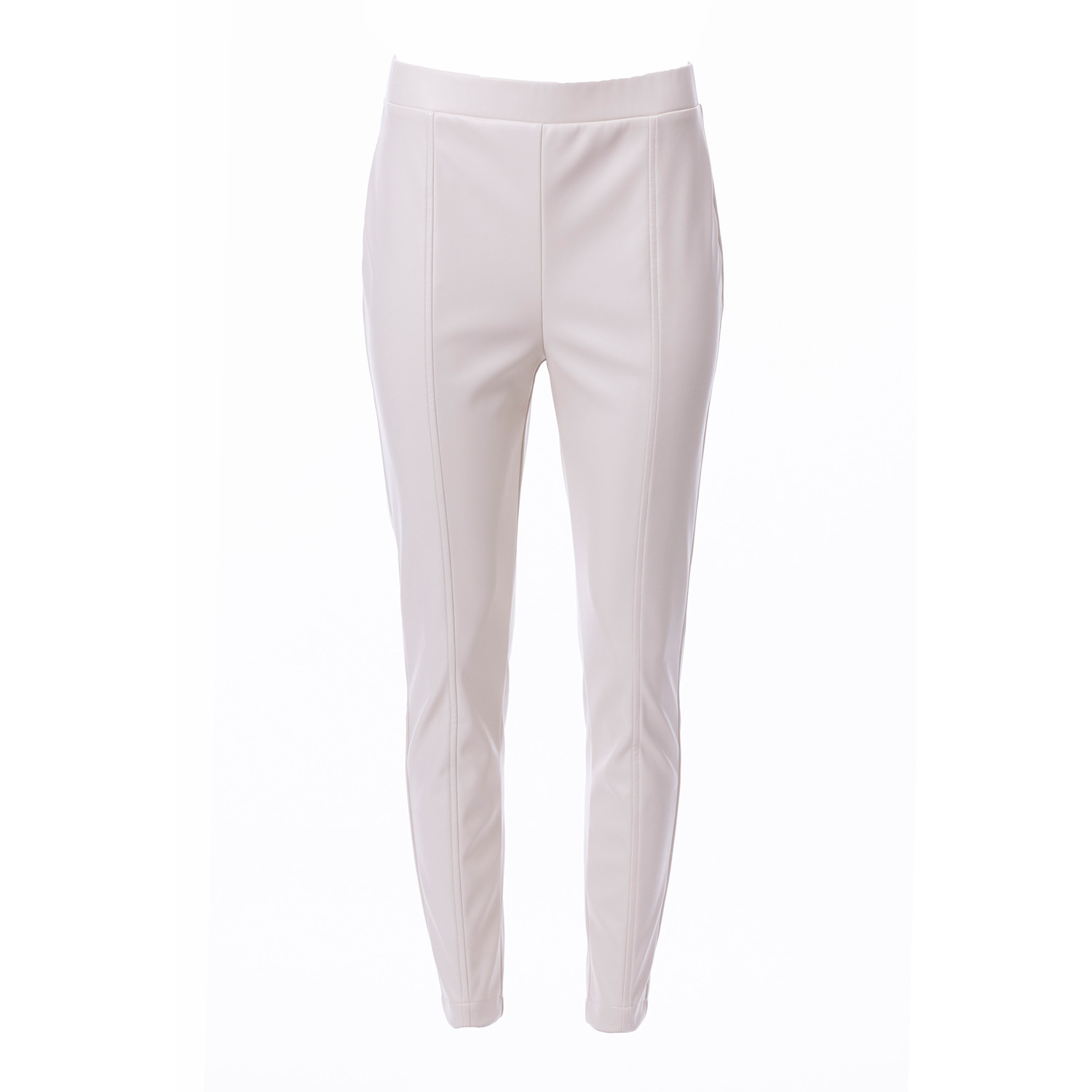 Carloslines Women's Neutrals Pu Leather Skinny Cigarettes Pant In Khaki Solid