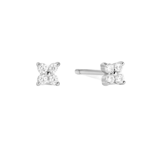 Gold Trip Women's Crystal Flower Studs In Silver In Metallic