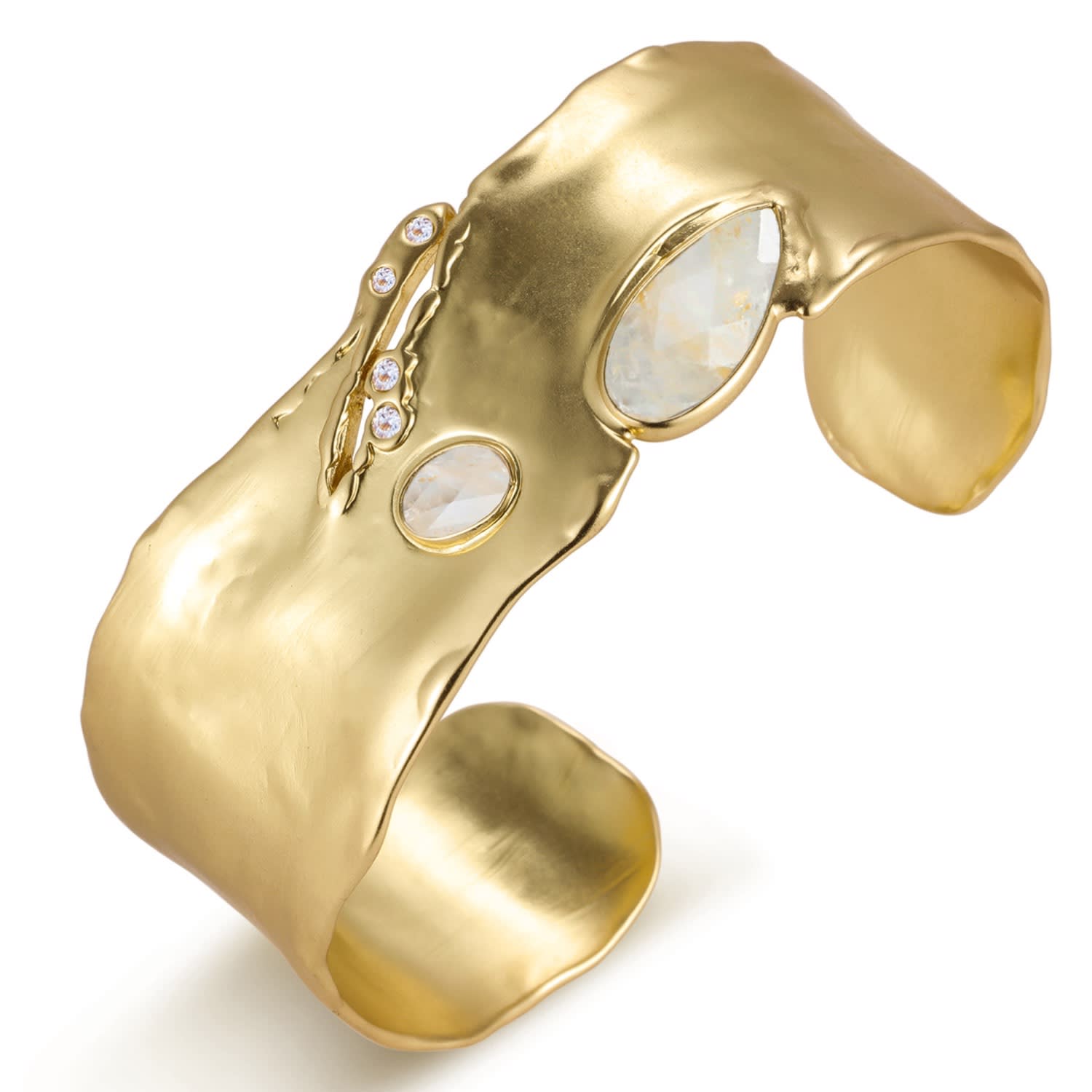 Rare Matters Jewelry Women's Gold Organic Celestial Bangle Statement Cuff Bracelet