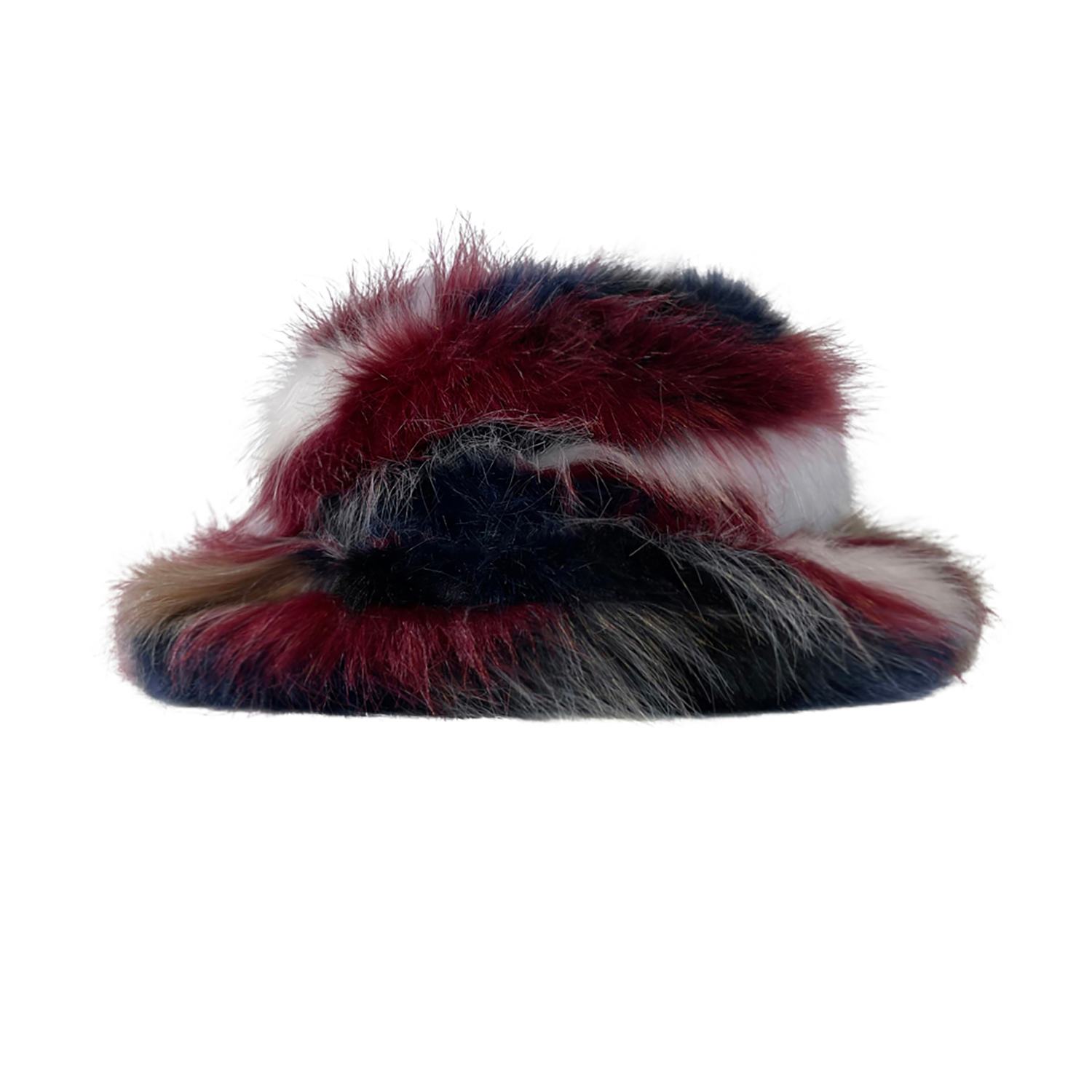 Vaseghia Women's Black / Blue / Red Ormerod Burgundy Pattern Vegan Faux Fur Hat In Multi