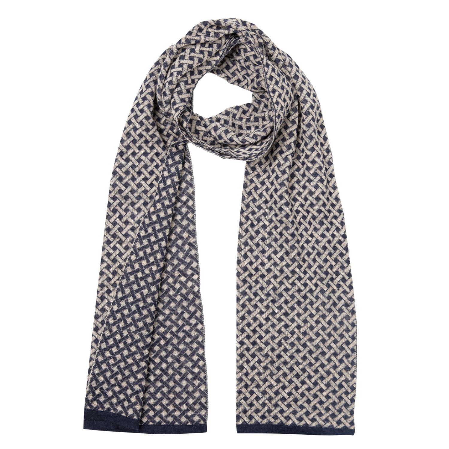 Mohair&angora Blue / White Hittite Scarf Men's Navy In Blue/white