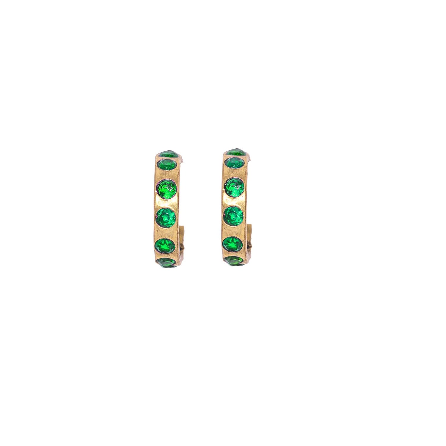 Women’s Gold Rainbow Brights Emerald Hoop Earrings Lily Flo Jewellery