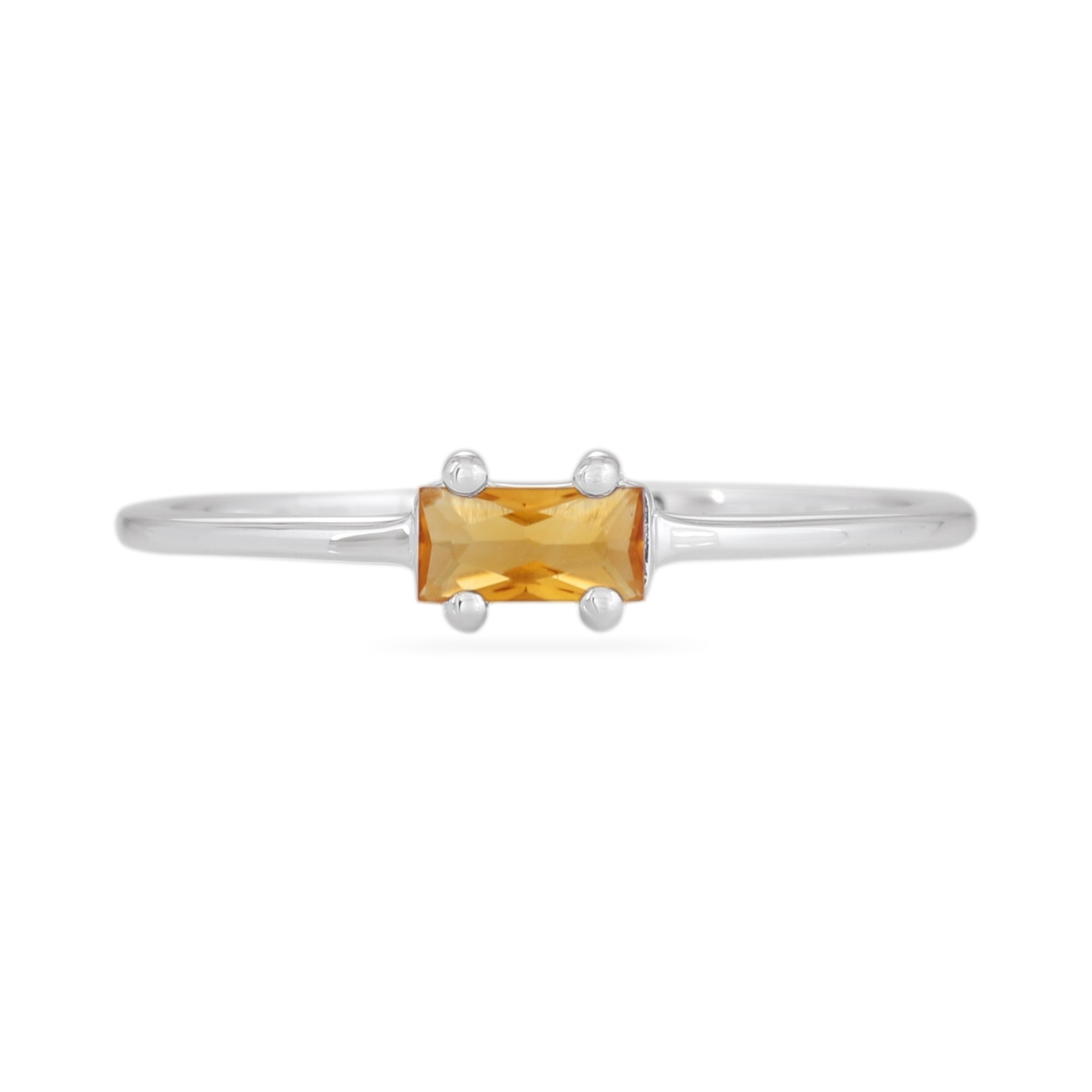 Women’s Citrine Baguette Ring - Sterling Silver Karrah Jewellery