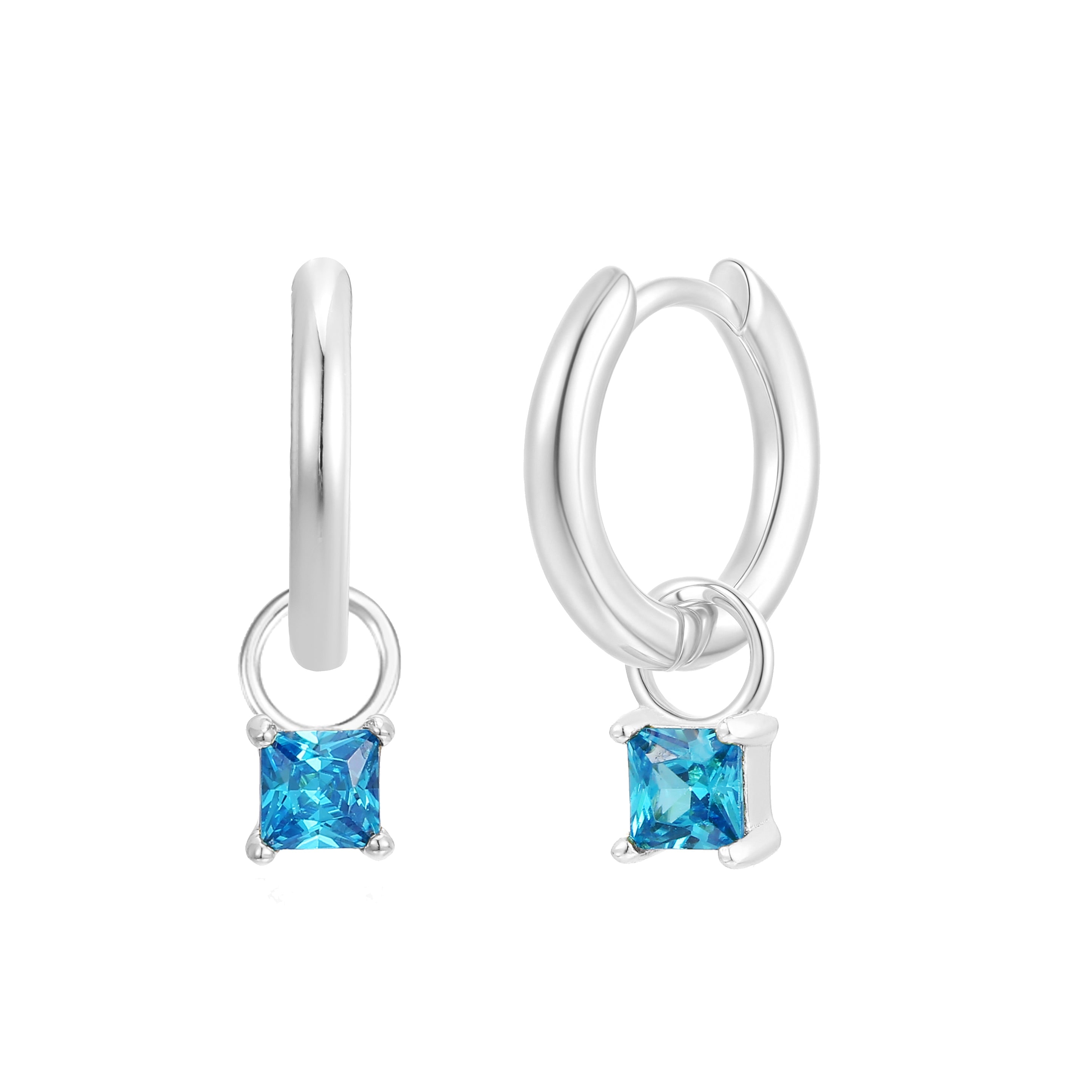Gold Trip Women's Gold / Blue March Huggie Hoop Birthstone Charm Earrings In Silver In Blue