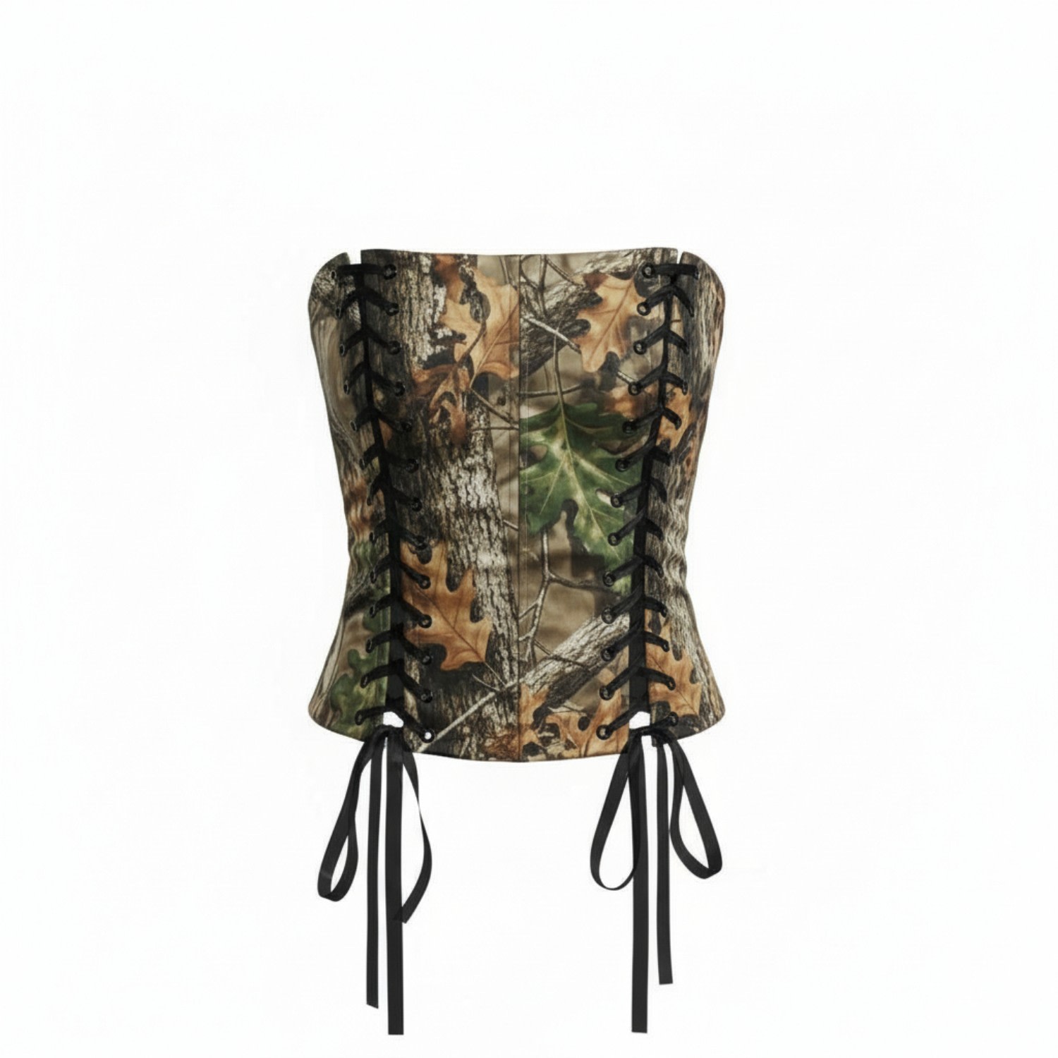 The Coolgirl Nyc Women's Brown Gabriella Corset In Real Tree Camo In Green