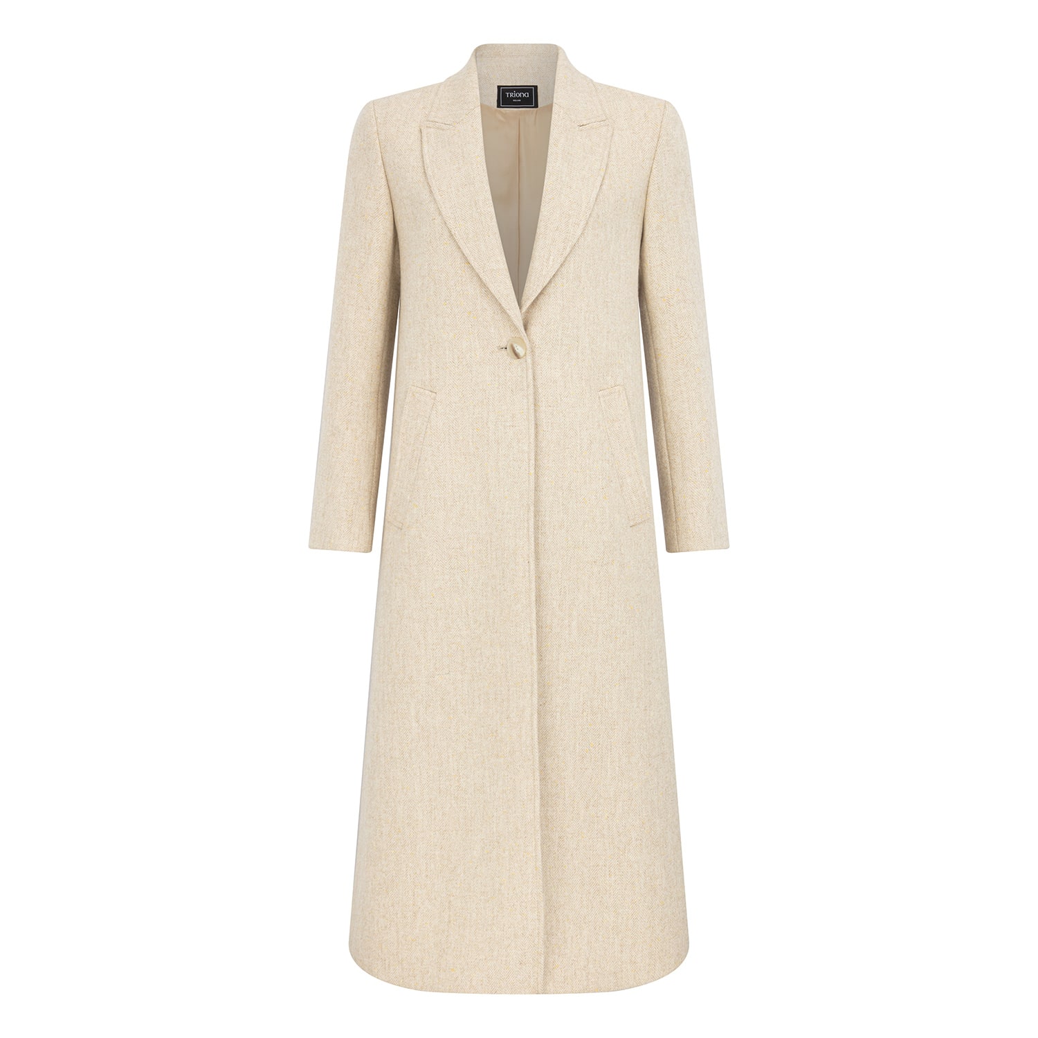 Triona Women's Neutrals / White Beige Herringbone Shannon Tweed Coat In White