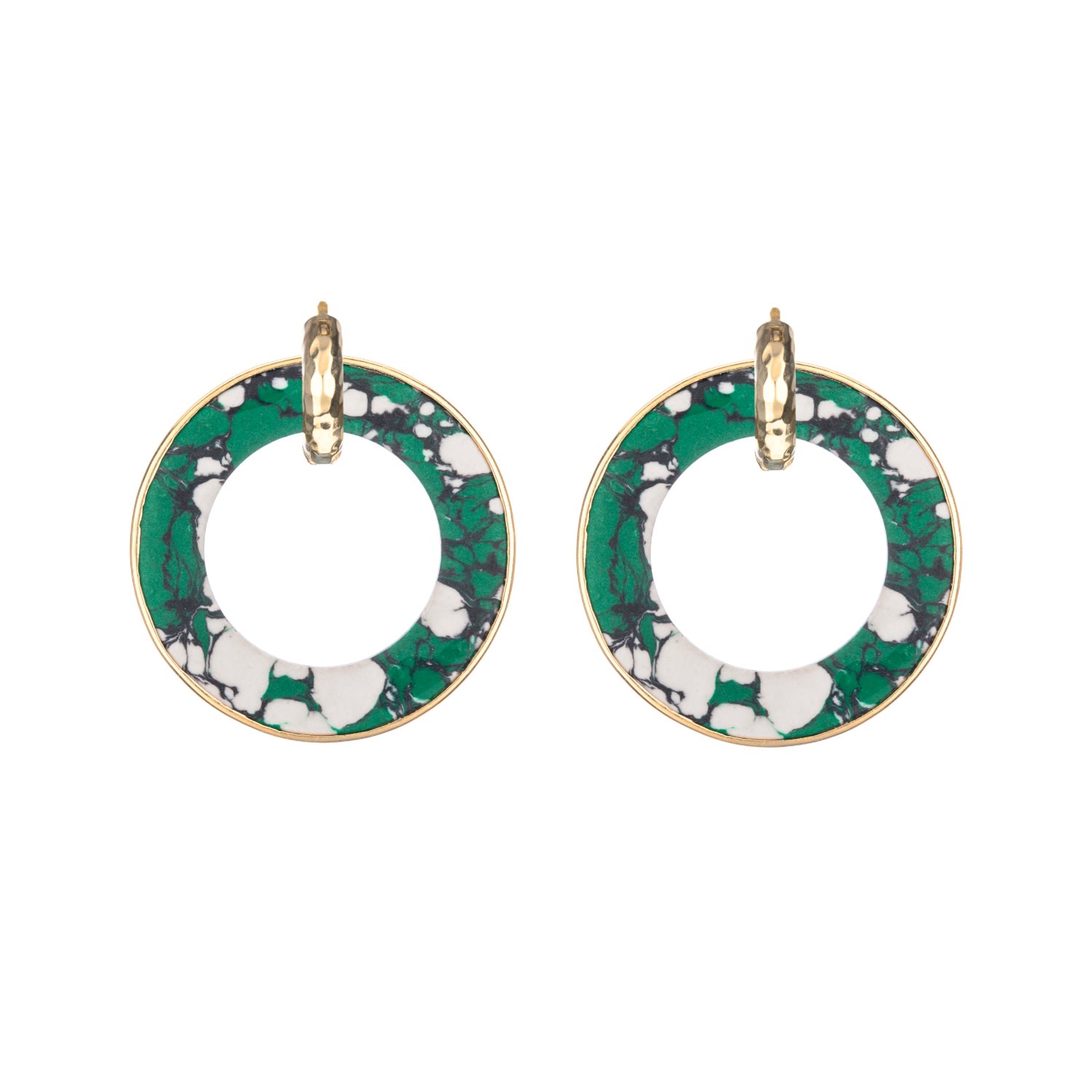 Coco & Kinney Women's Green / Gold Eleanor Huggy Hoop & Green Chloe Cirlces In Multi