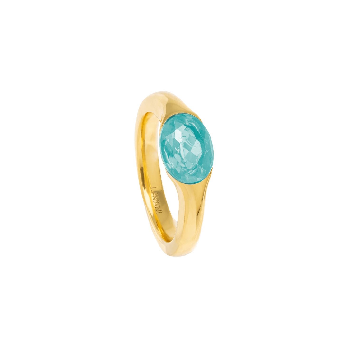 Women’s Blue / Gold Goldplated & Aquamarine The Empress Ring Lavani Jewels