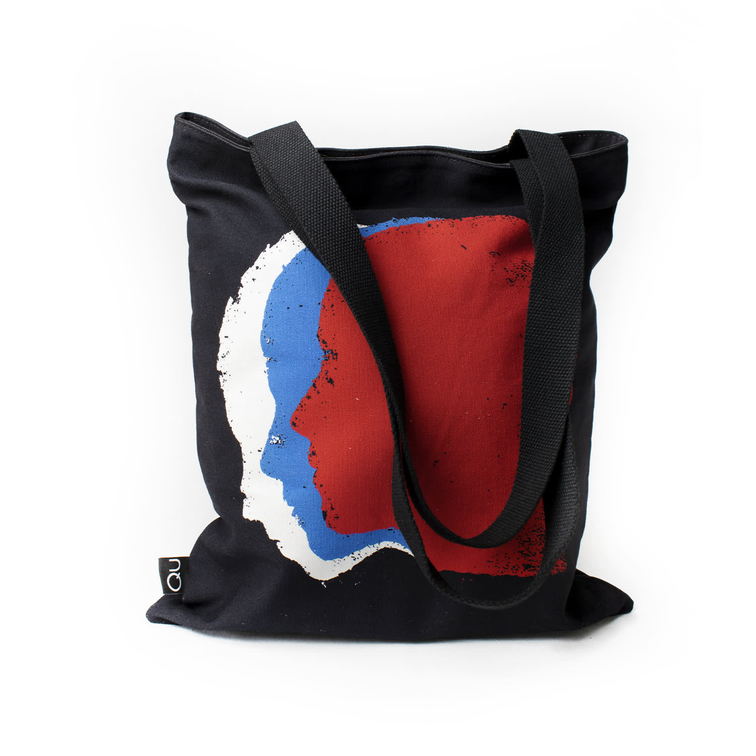 Qu Women's Black Colored Heads Canvas Tote Bag In Black
