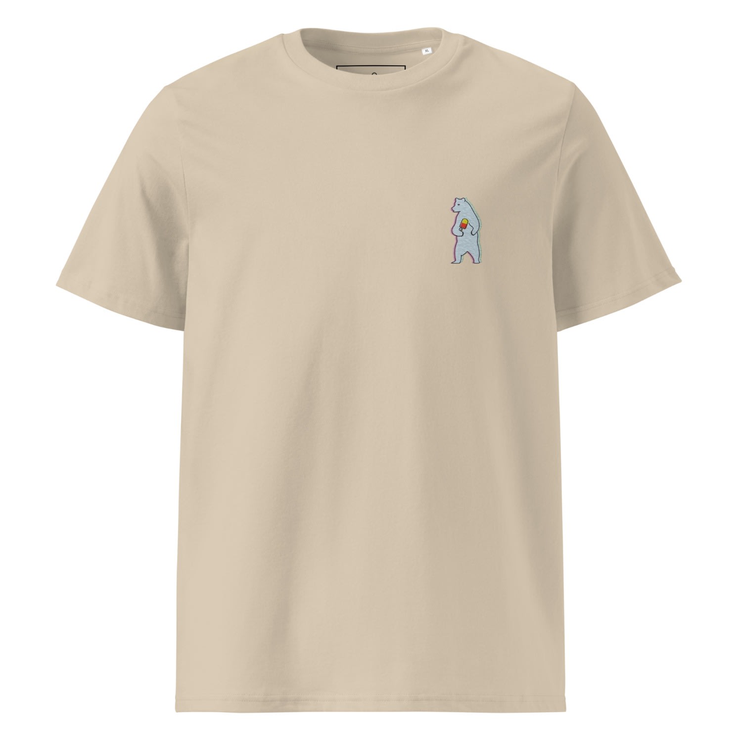 Anchor & Crew Neutrals Desert Dust Polar Bear Day Out In The Wild Organic Cotton Embroidered T-shirt - Men In White