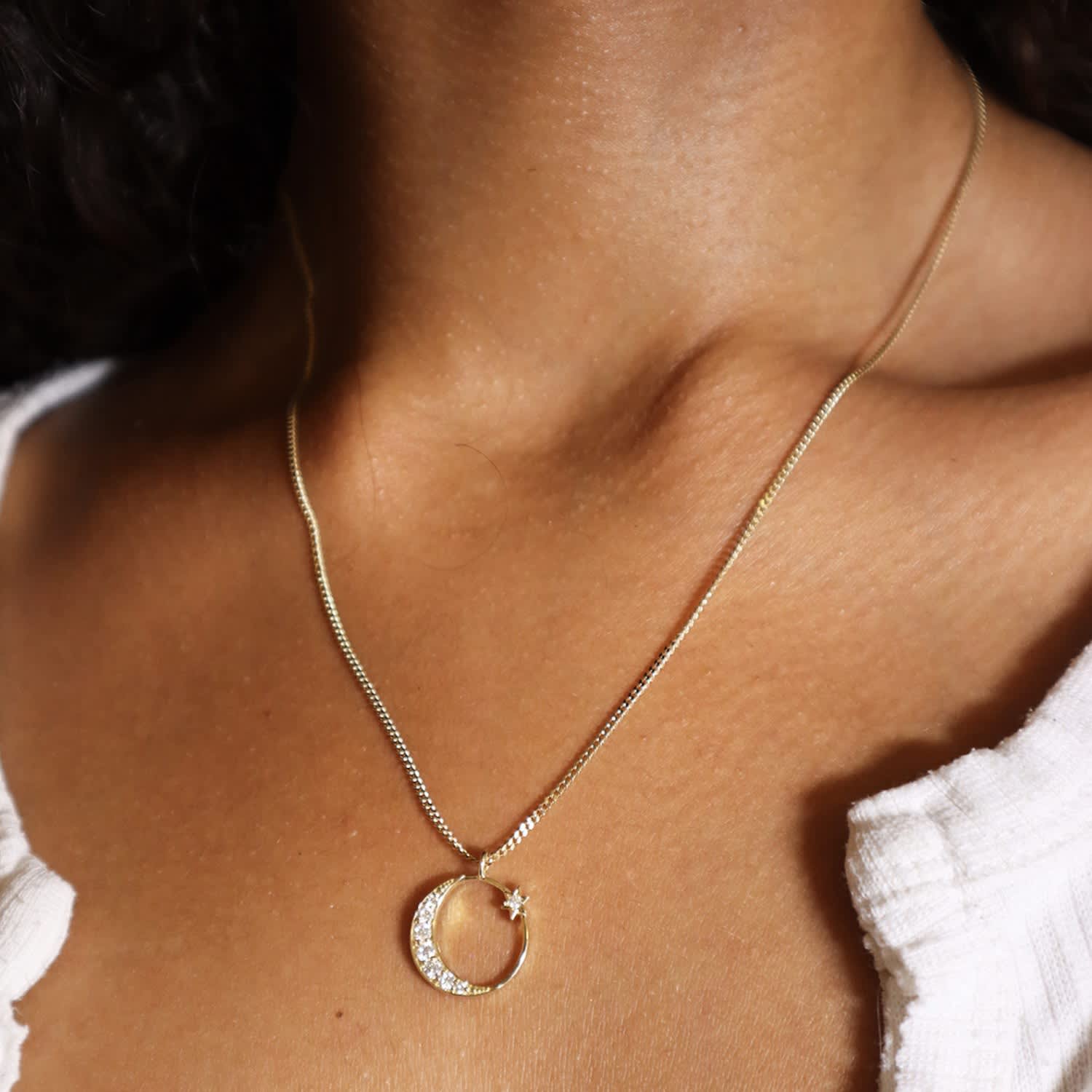 Celestia Necklace Diamond Gold | Zoe and Morgan | Wolf & Badger